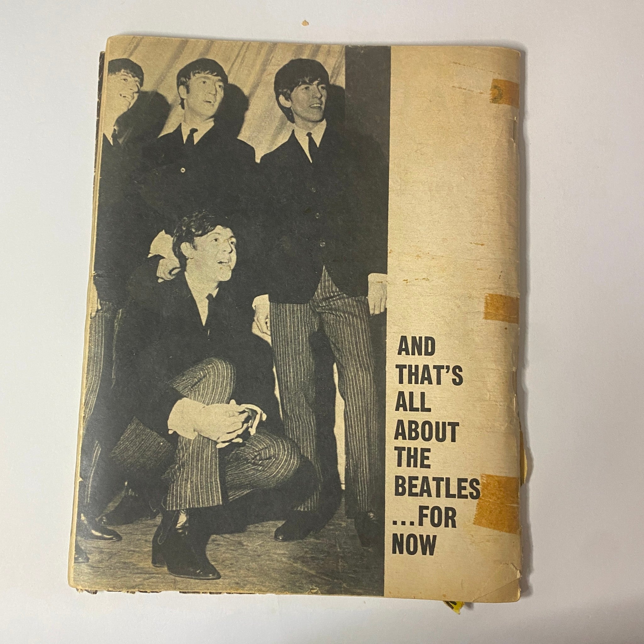 Cover of 1964 All About The Beatles No. 1 GD showcasing the Beatles in stylish suits with the text 'AND THAT'S ALL ABOUT THE BEATLES...FOR NOW' prominently displayed.