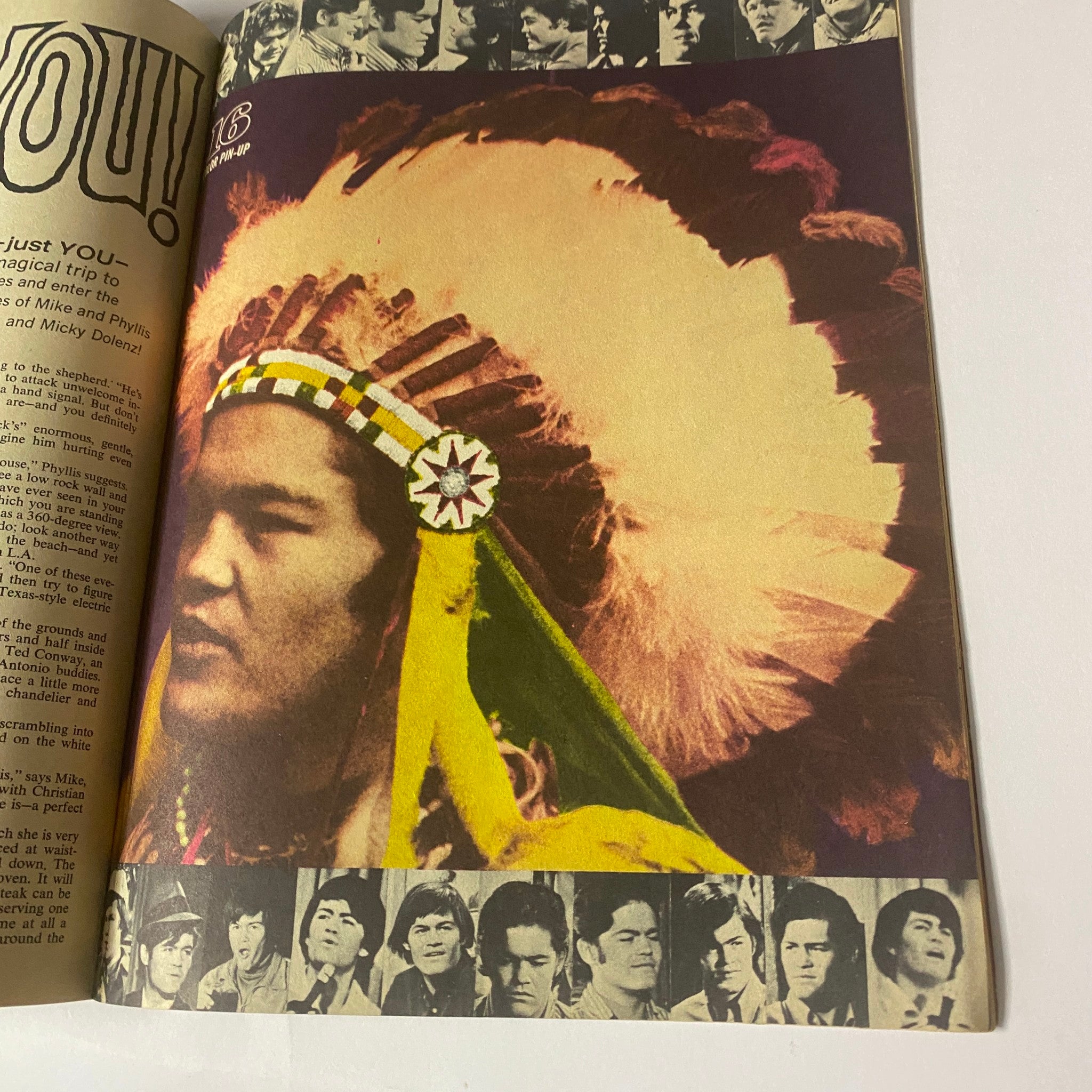 An image from the October 1967 issue of 16 Magazine, featuring a member of The Monkees in traditional attire, highlighting the era's cultural diversity.