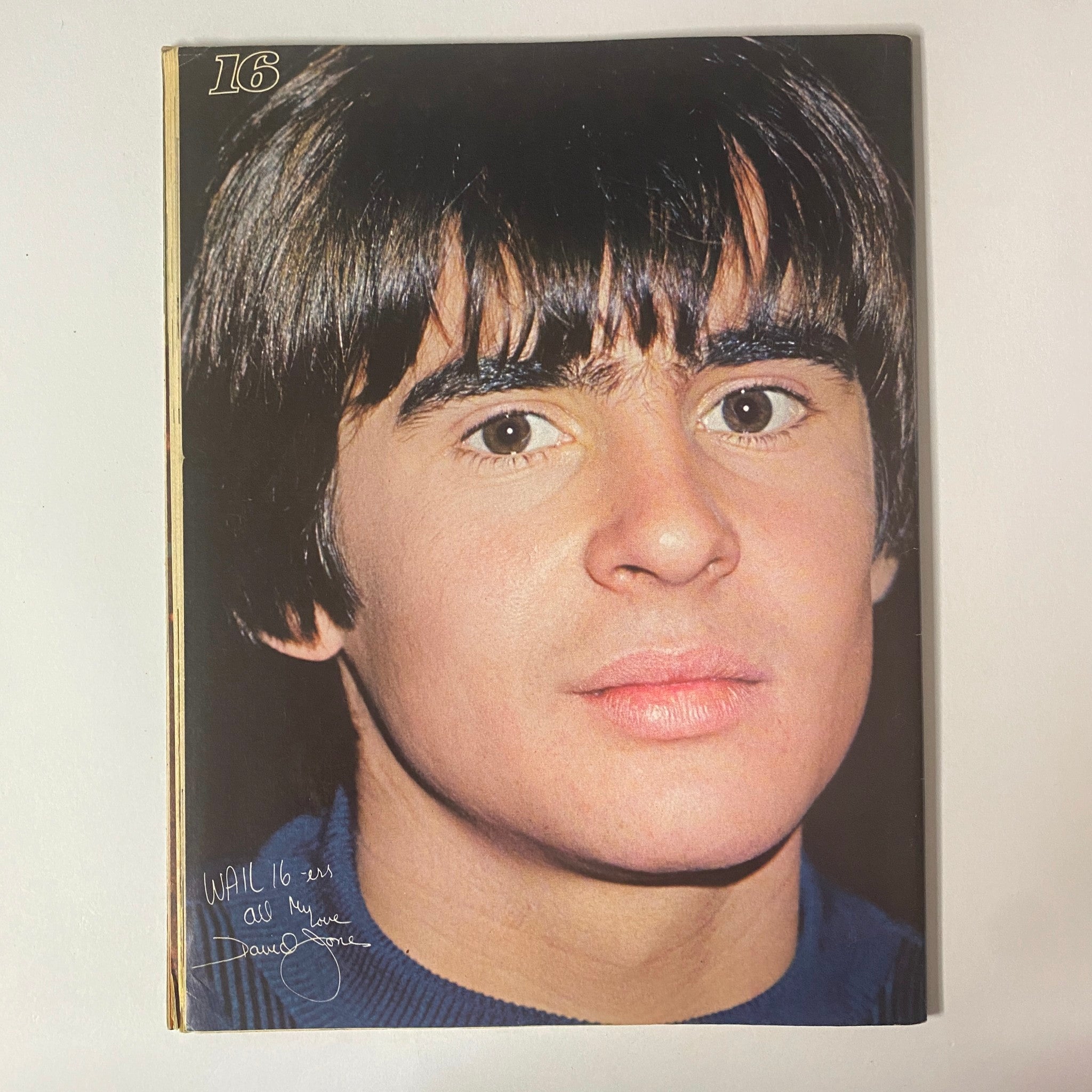 Portrait of a young male figure with signature from the 16 Magazine November 1967 Vol 9 No. 6 The Beatles issue, highlighting the iconic personalities of the 1960s music scene.