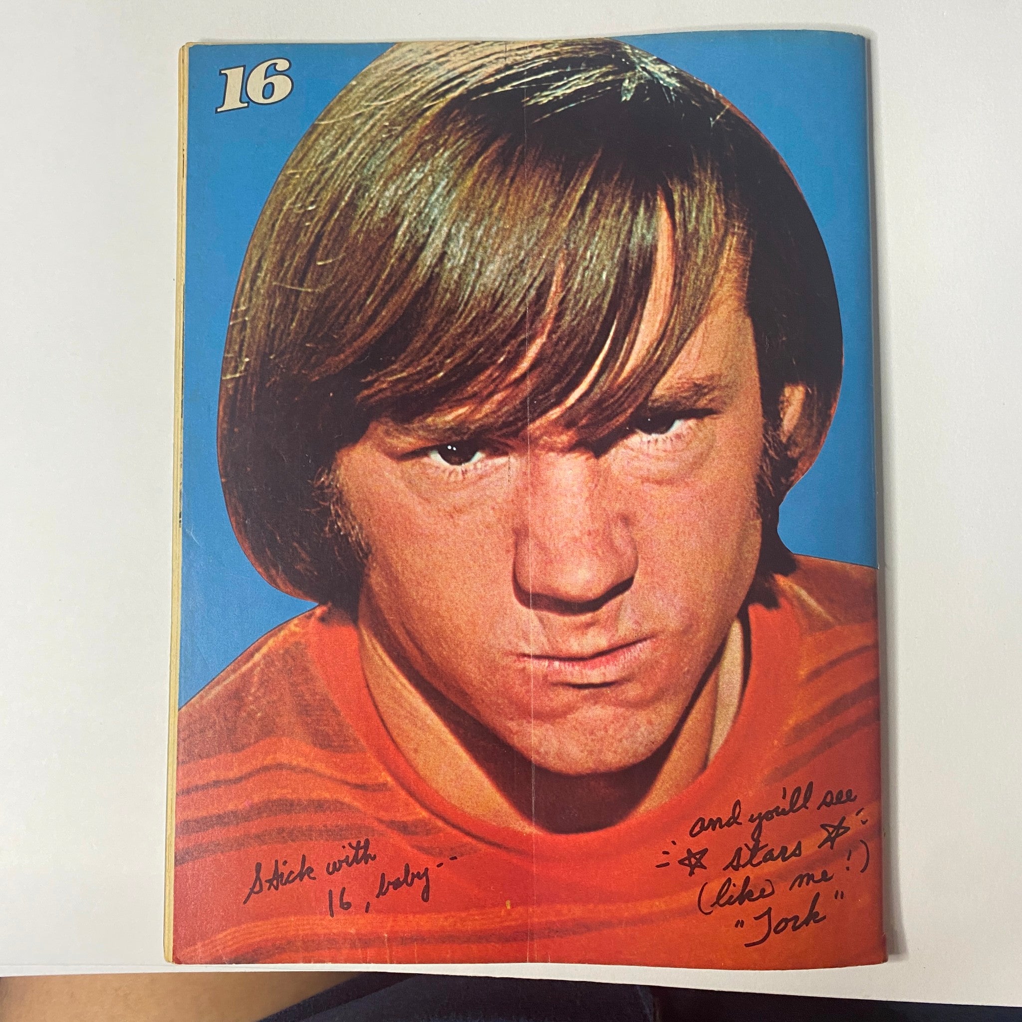 Cover page featuring Peter Tork with a serious expression from 16 Magazine June 1967 Vol 9 No 1, emphasizing his stylish look and unique charm.