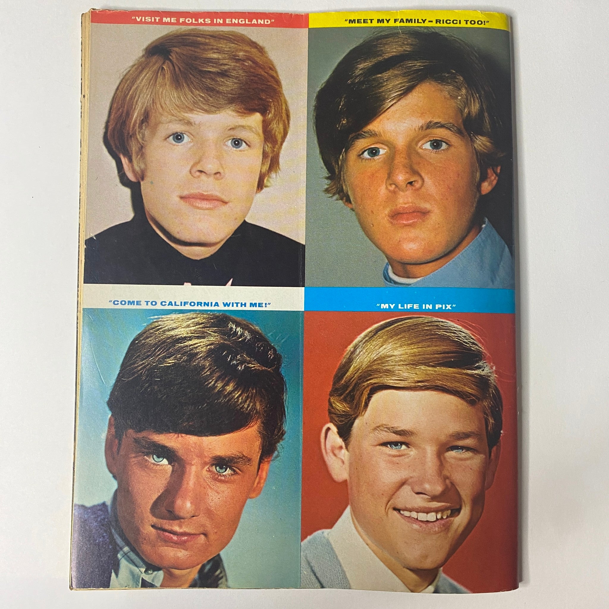 16 Magazine July 1967 Vol 9 No. 2 features four young male stars with colorful backgrounds: a section titled 'Visit Me Folks in England,' another 'Meet My Family - Ricci Too!', 'Come to California With Me!' and 'My Life in Pix'. This issue predominantly showcases The Monkees and other teen idols.