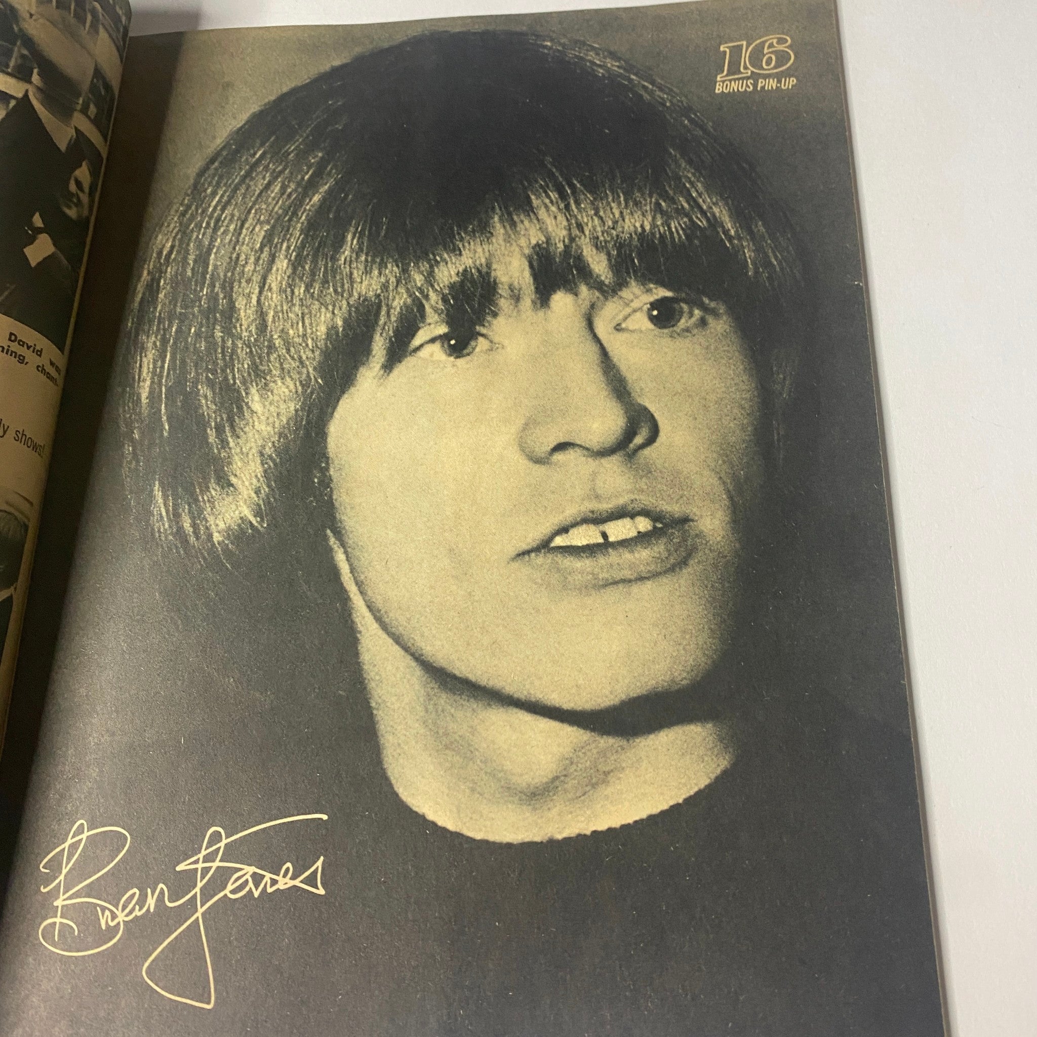16 Magazine July 1966 Vol 8 No. 2 showcasing a bonus pin-up of Brian Jones, emphasizing the allure of 1960s pop icons.