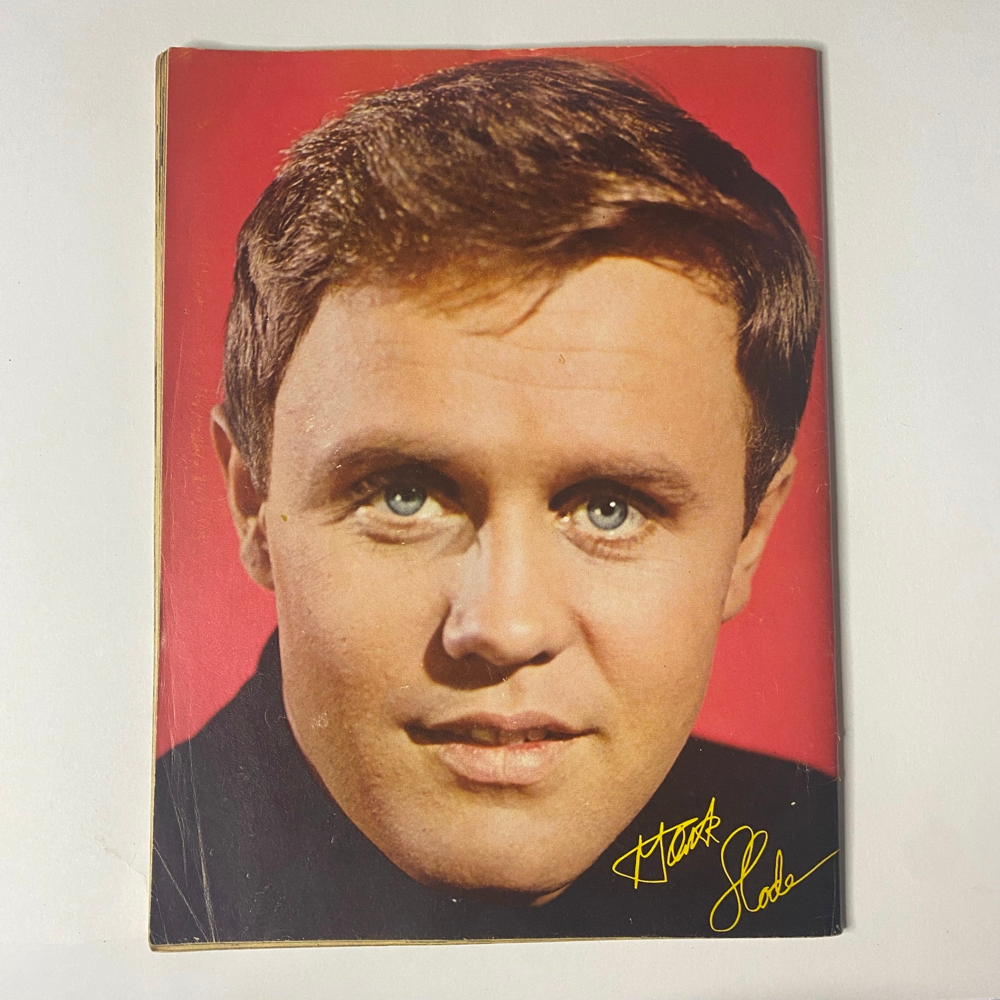 16 Magazine August 1966 Vol 8 No. 3 showcasing a signed color portrait of a male star. The image highlights his striking blue eyes and well-groomed hairstyle, representing the popular aesthetics of the teen idol era.