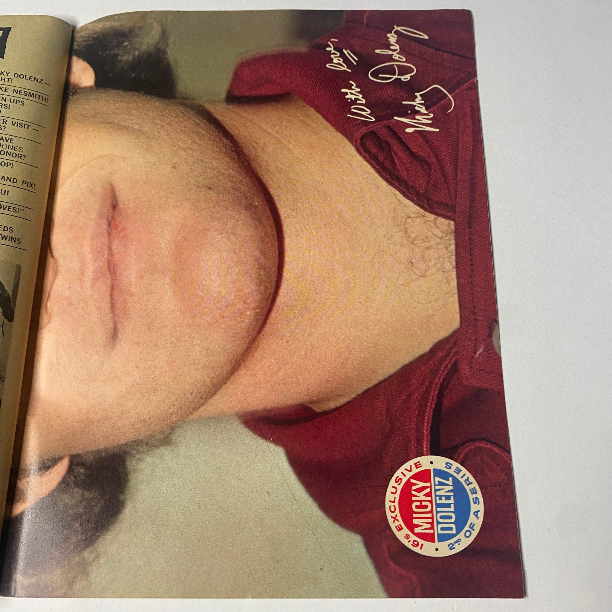 Signature page from 16 Magazine September 1967, Vol 9 No 4, signed by Micky Dolenz, featuring personalized message and exclusive pin-up.