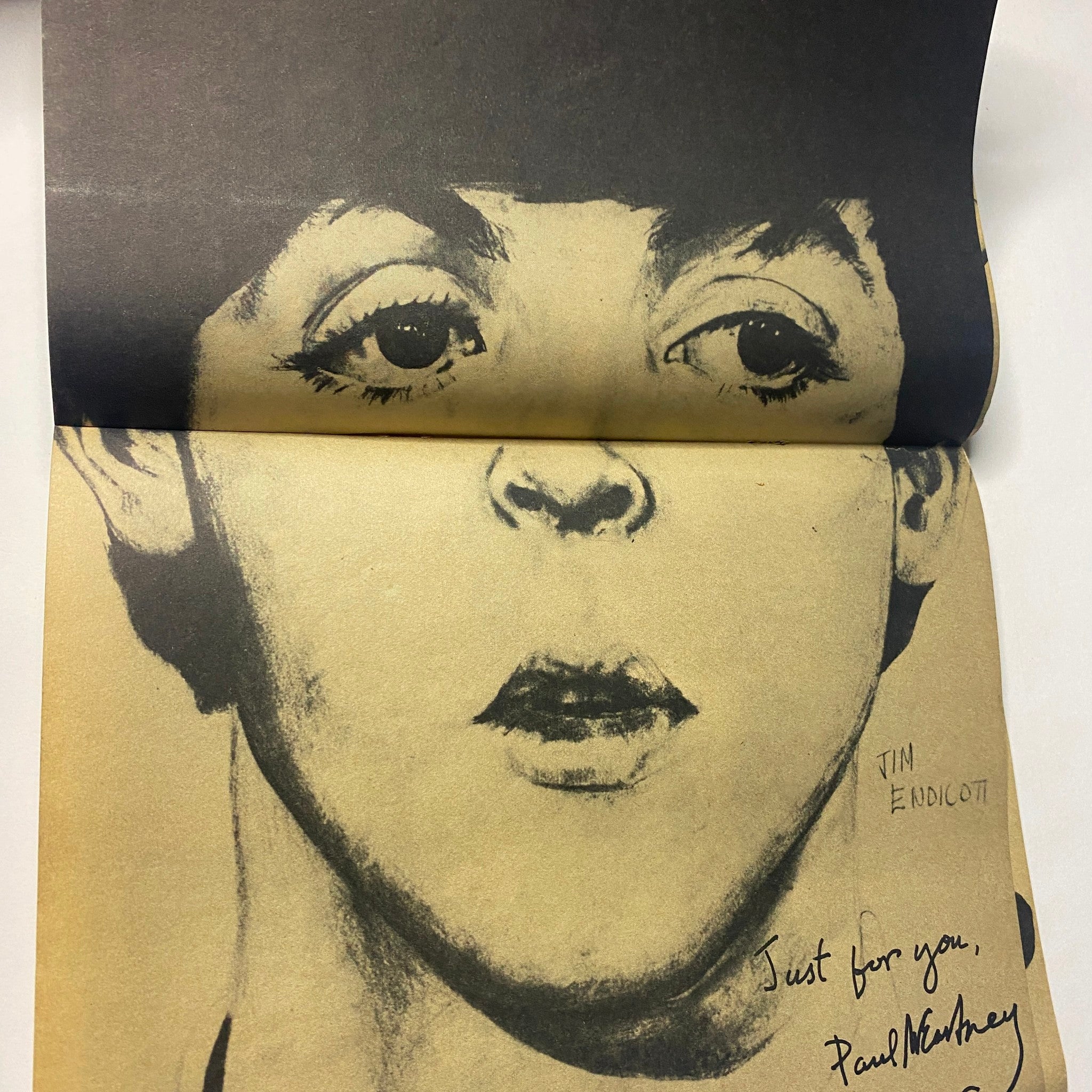 Illustration of Paul McCartney featured in 16 Magazine June 1965 Vol 7 No. 1, with the caption 'Just for you, Paul McCartney'.