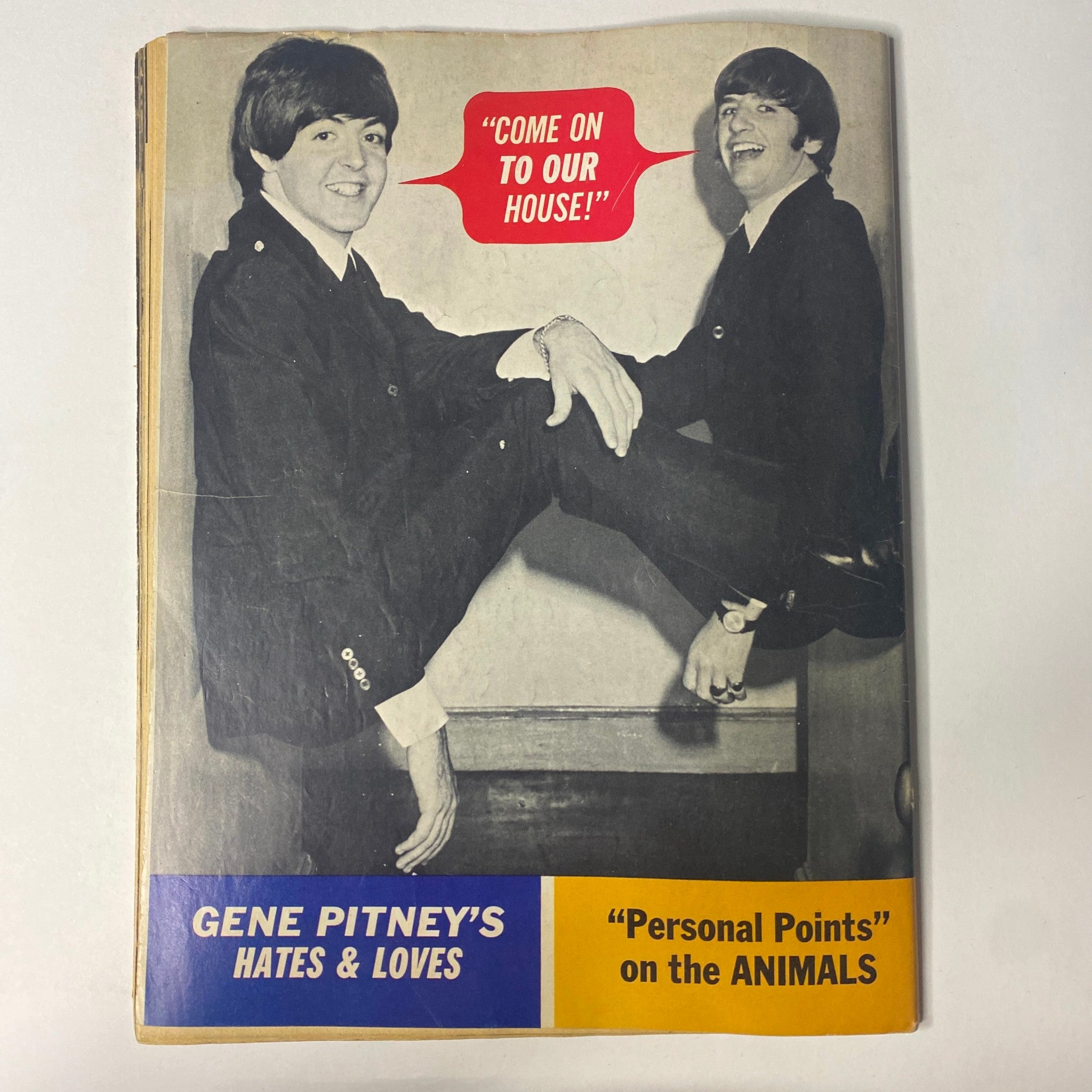 A promotional image from 16 Magazine May 1965 Vol 6 No. 12 featuring Gene Pitney, with a caption about his article 'Come On To Our House!'