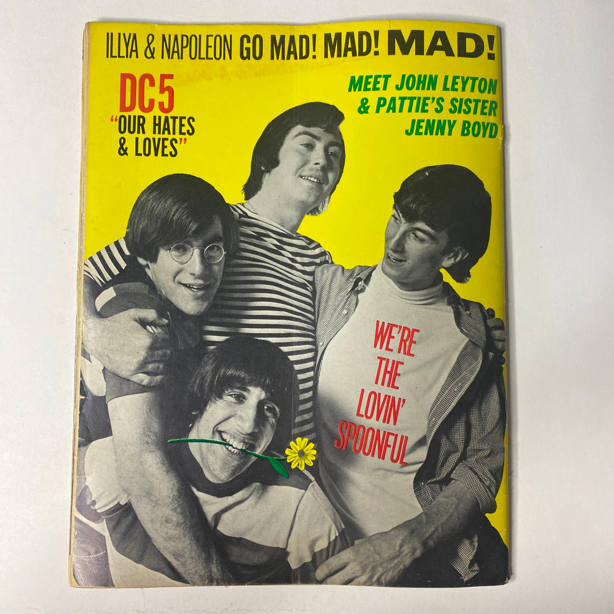 Cover image of 16 Magazine December 1965 Vol 7 No 7, highlighting the group DC5 with a vibrant yellow background, encapsulating the pop culture of the era.