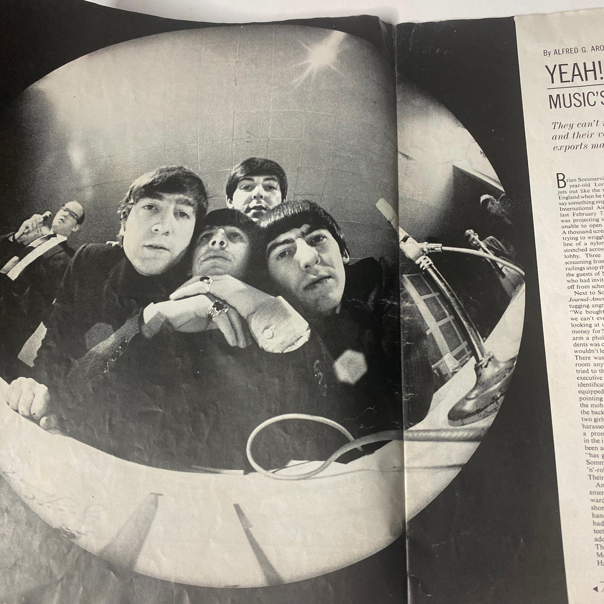 Interior page from The Saturday Evening Post March 21, 1964 depicting The Beatles, featuring a unique perspective of the band as part of a feature article.