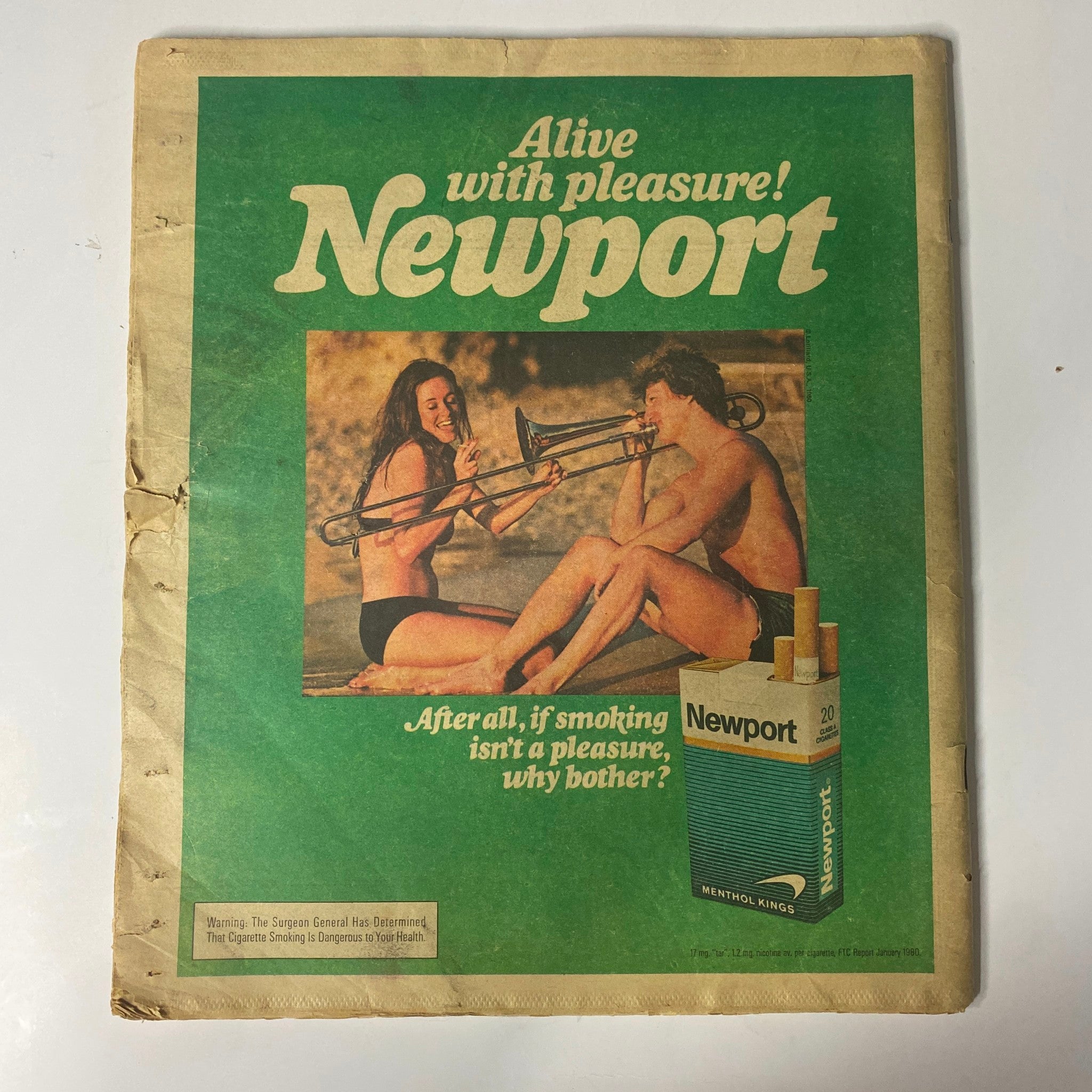 Advertisement from Rolling Stone Magazine June 26, 1980 No. 320 promoting Newport cigarettes with a colorful layout and a couple enjoying a sunny day.