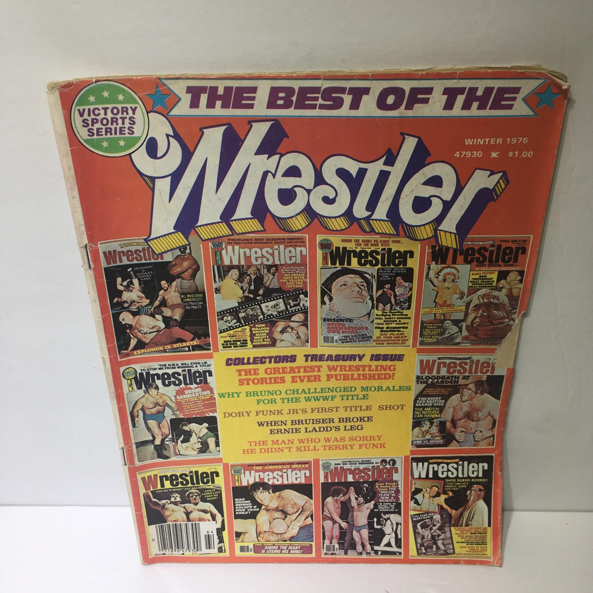 Cover of The Best of Wrestler Magazine Winter 1976 featuring various wrestling magazine covers, showcasing classic wrestlers and highlights.