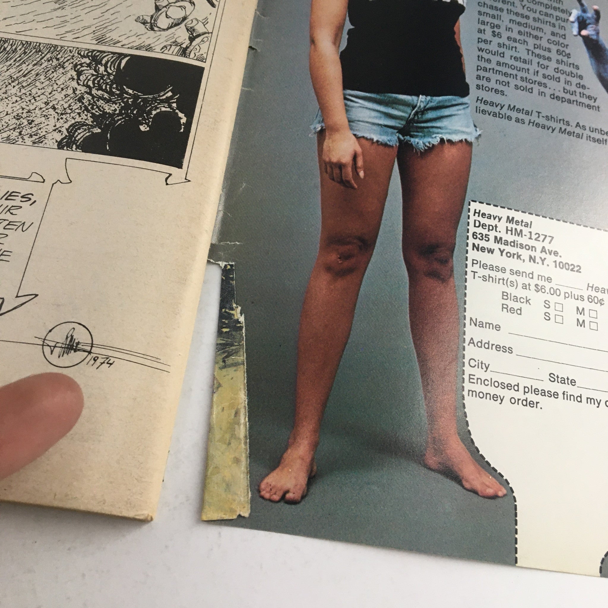 Heavy Metal Magazine December 1977 - Vuzz Chapter 2 by Druillet showing a page with a model and a subscription order form.