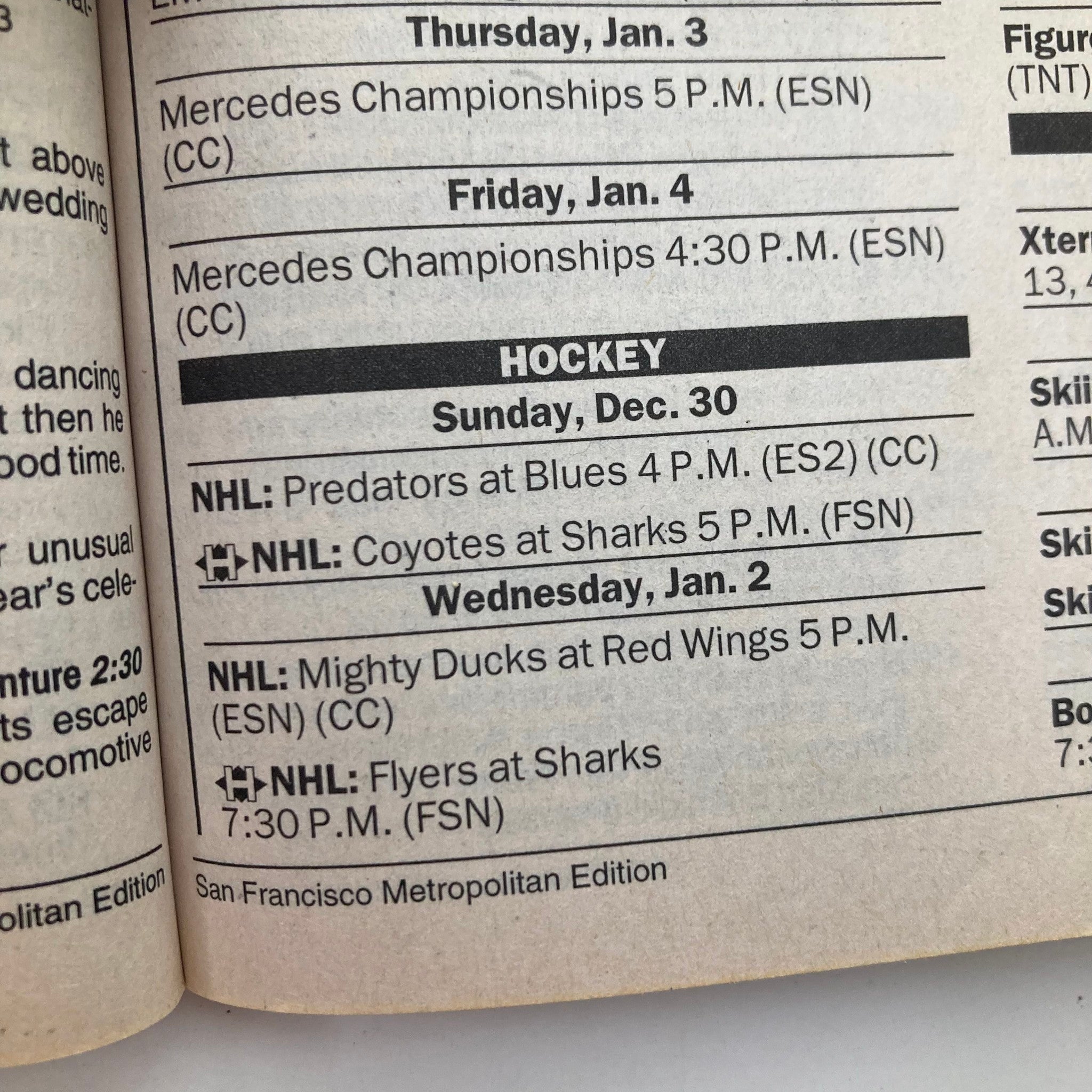 TV Guide Magazine December 29 2001 featuring George Harrison in the San Francisco Metropolitan Edition with a detailed television schedule including hockey games.