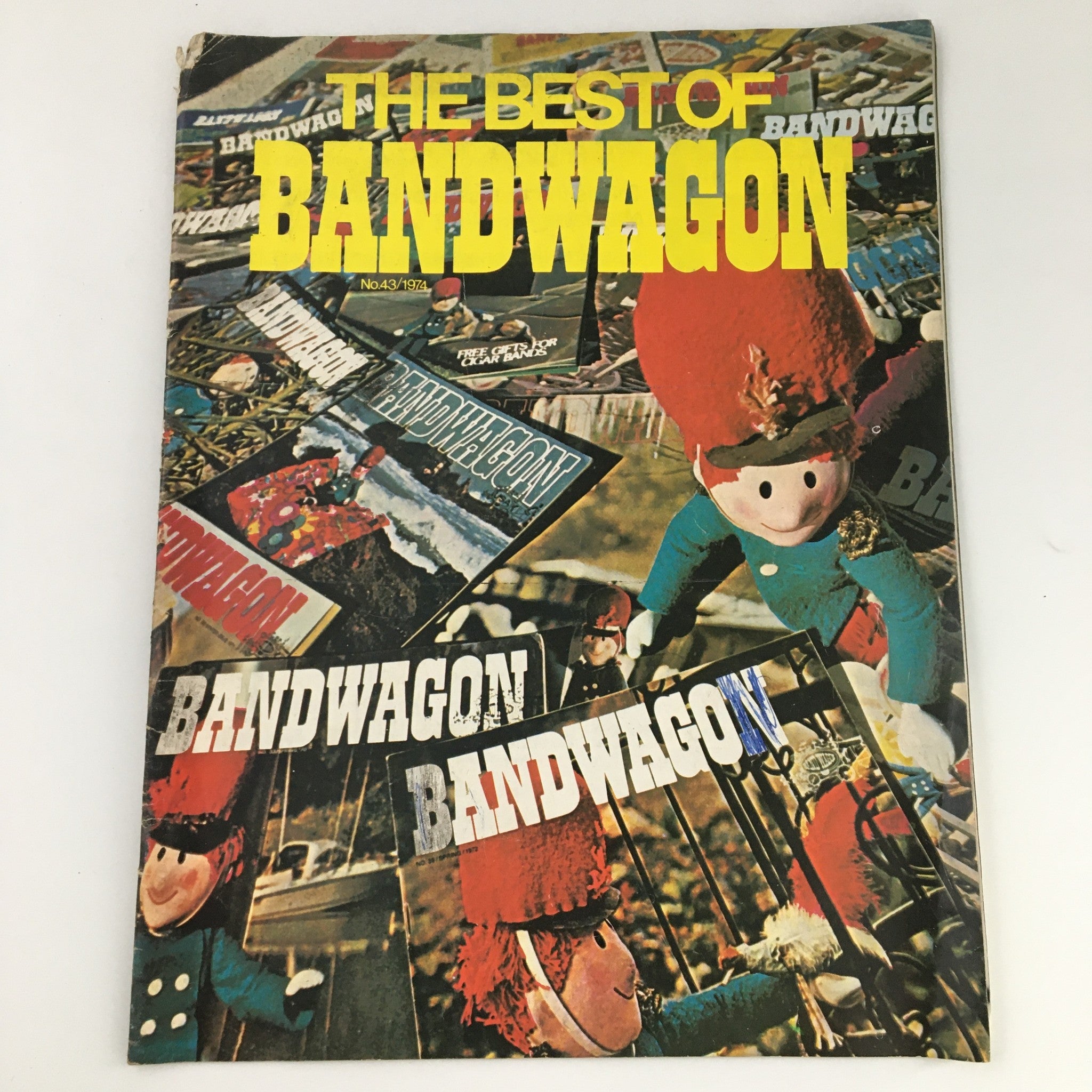 Cover of VTG The Best of Bandwagon Magazine 1974 Number 43 featuring colorful illustrations and iconic characters, showcasing a nostalgic glimpse into 1970s music culture.