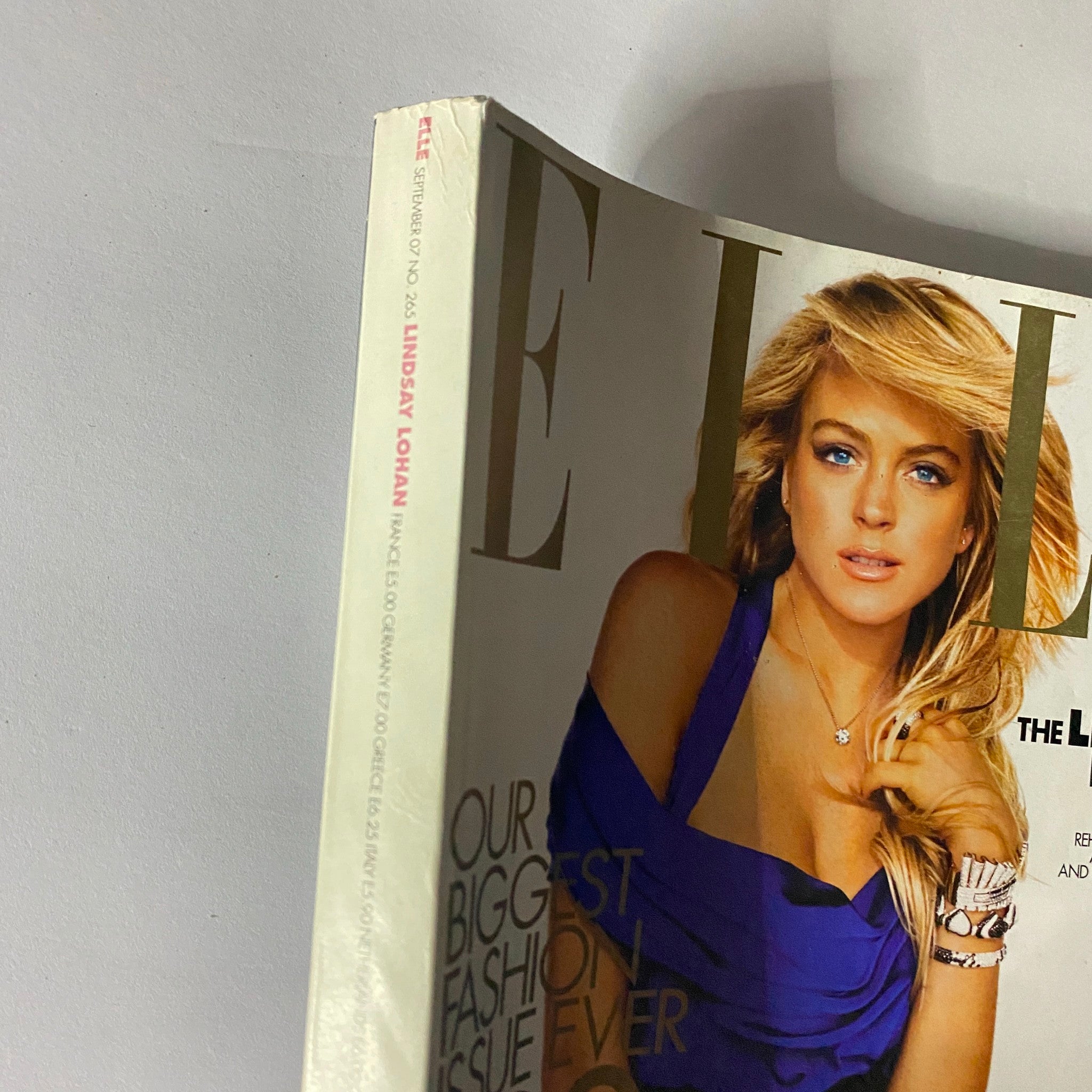 Elle Magazine September 2007 cover featuring Lindsay Lohan, showcasing stylish photography and vintage appeal.
