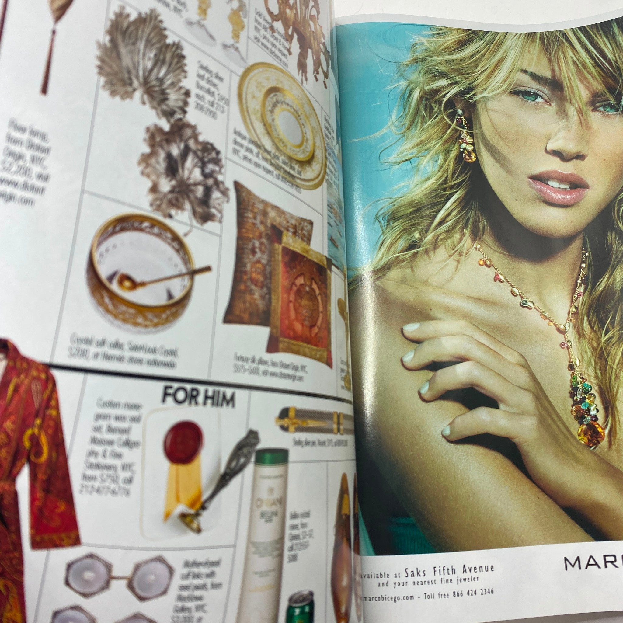 Inside Elle Magazine December 2005, featuring fashion accessories and styling tips with a model showcasing jewelry.