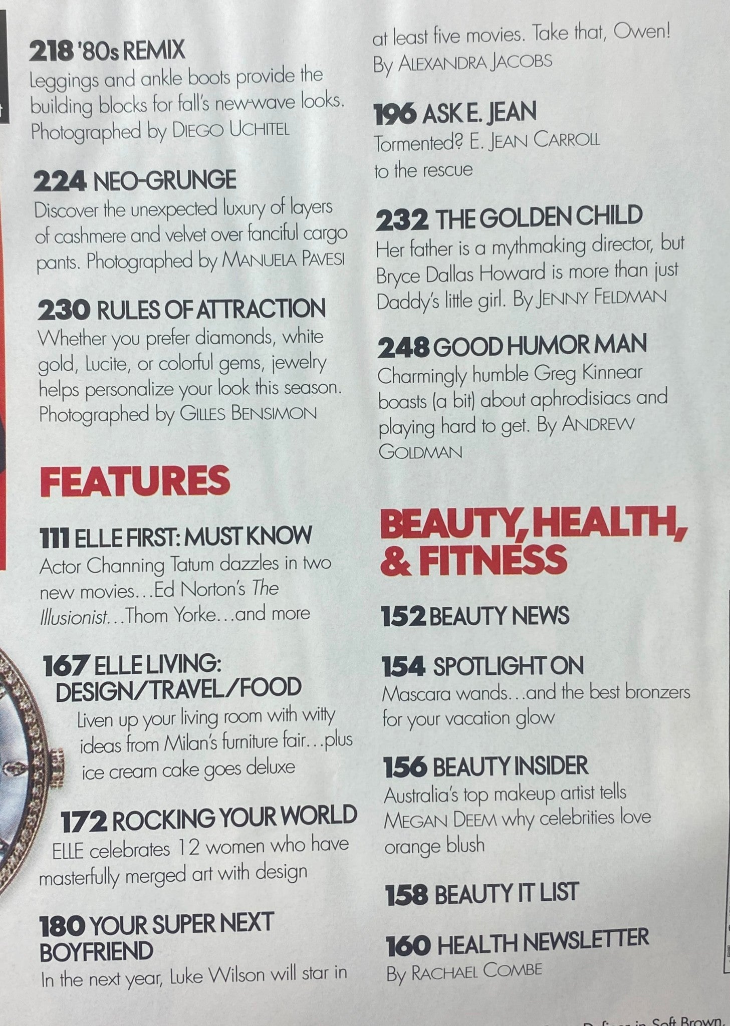 Elle Magazine August 2006 features a fashion layout showcasing bold '80s styles, including leggings and ankle boots, highlighting key fashion insights.