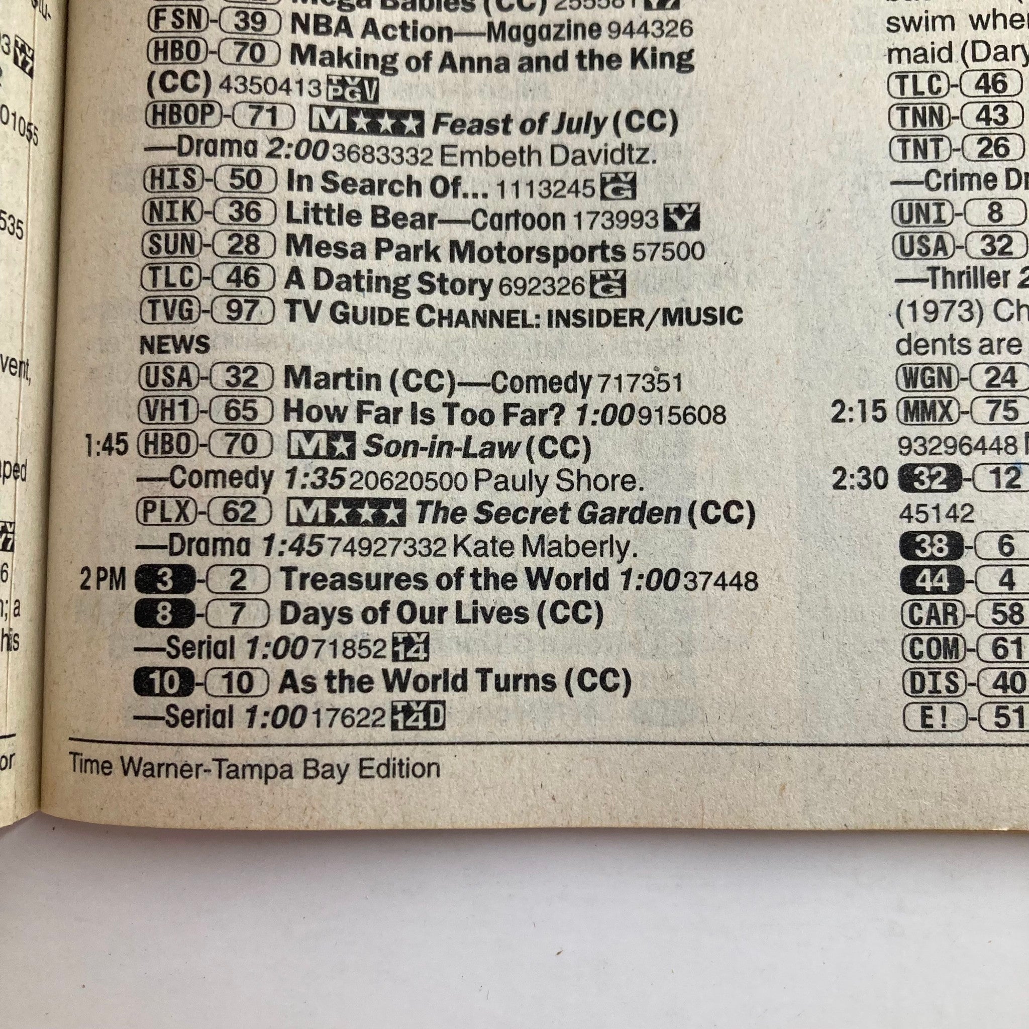 TV Guide Magazine January 13 2001 Time Warner-Tampa Bay edition showcasing TV listings and programming details.