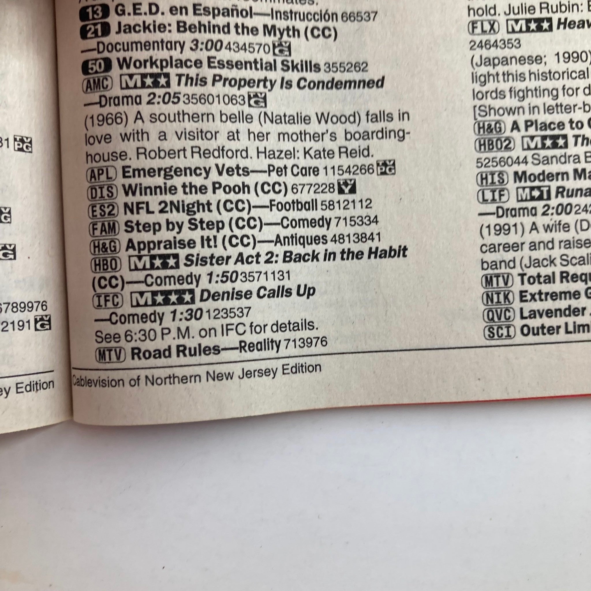 Inside page of TV Guide Magazine August 17-23, 2002, detailing programming listings. Includes show titles and descriptions relevant to the Cablevision of Northern NJ edition.