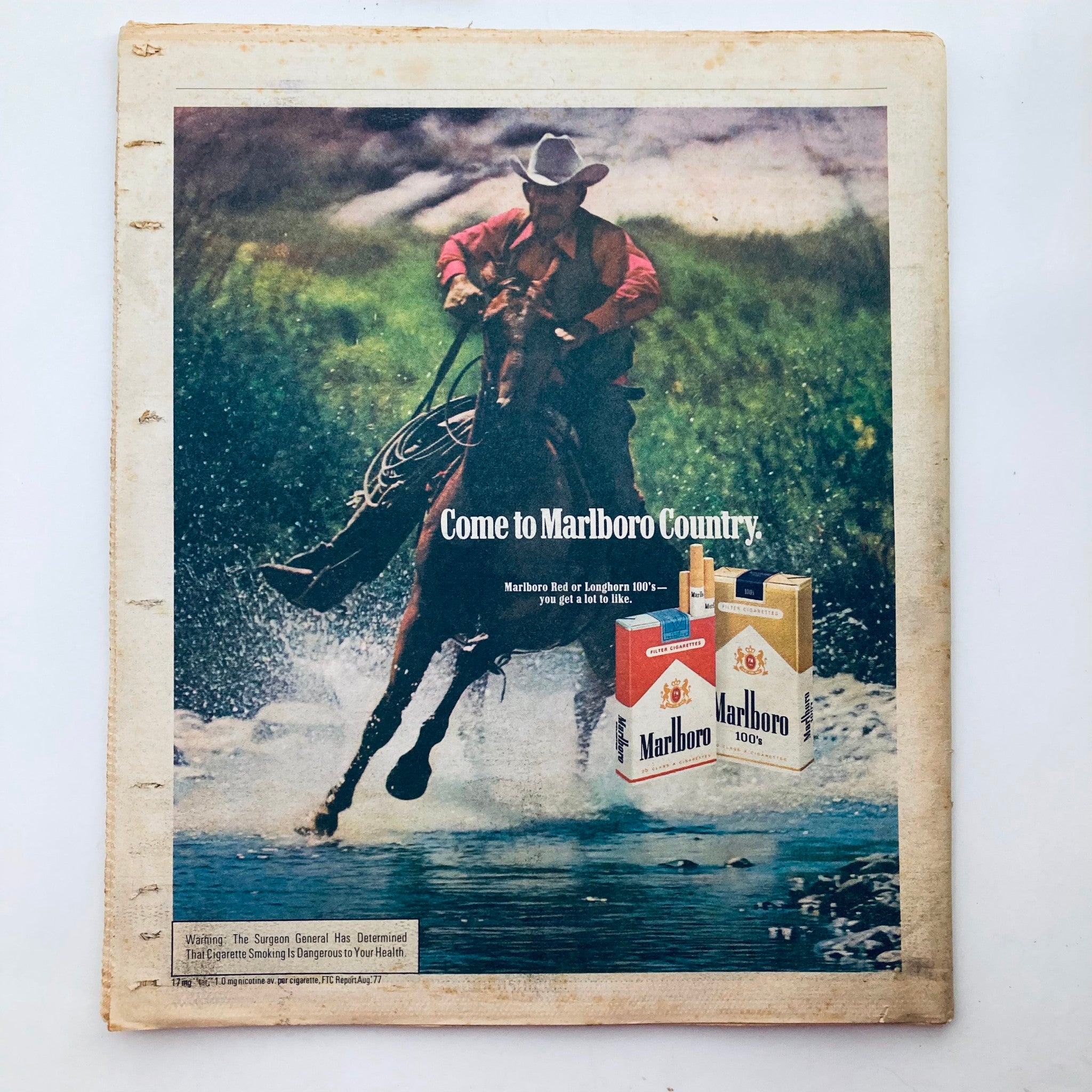 Back cover of Rolling Stone Magazine June 15 1978 Issue 267 featuring a Marlboro advertisement with a cowboy on horseback in a scenic outdoor setting.