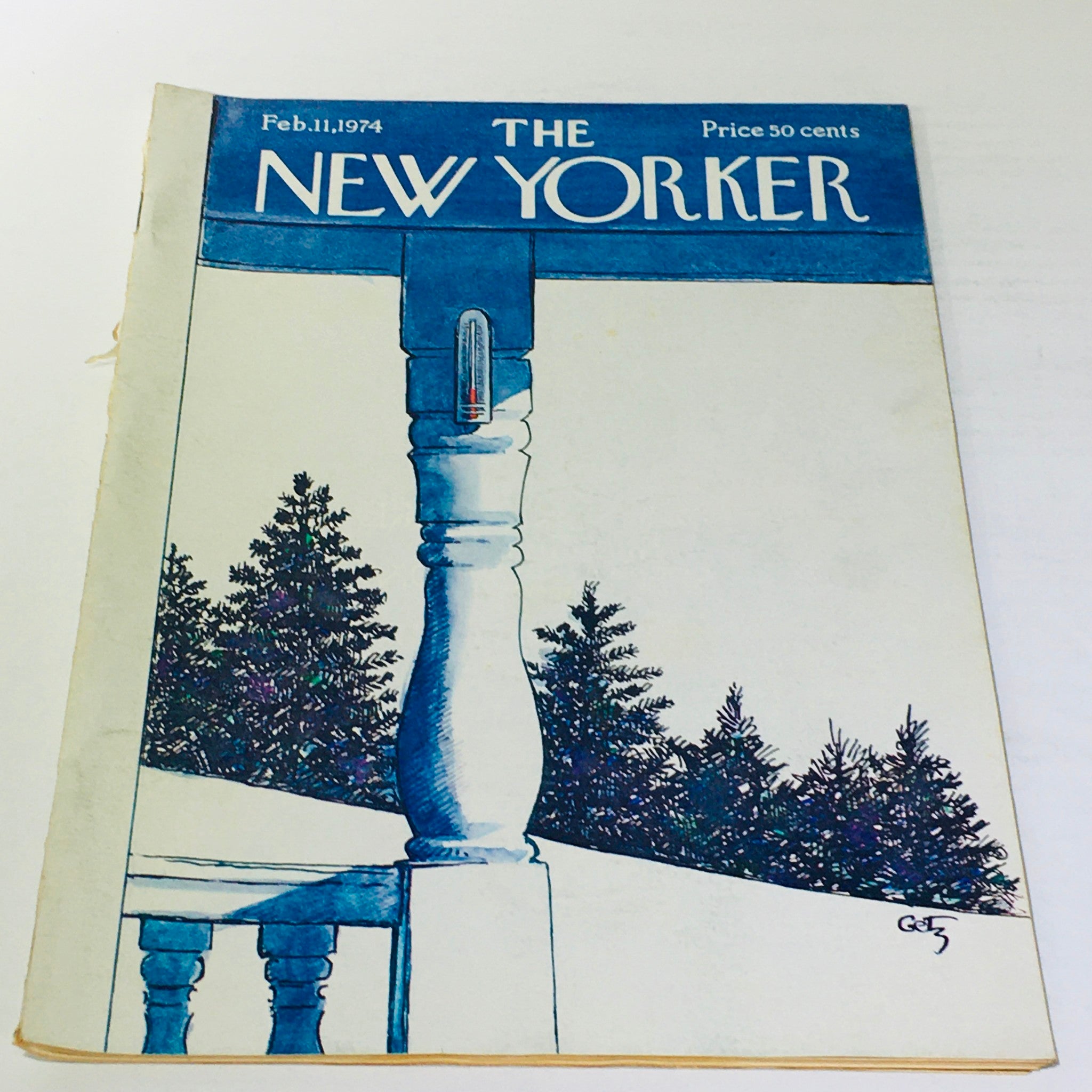 Cover of The New Yorker magazine from February 11, 1974 featuring a theme design by Arthur Getz, showcasing intricate illustrations and vintage aesthetics.