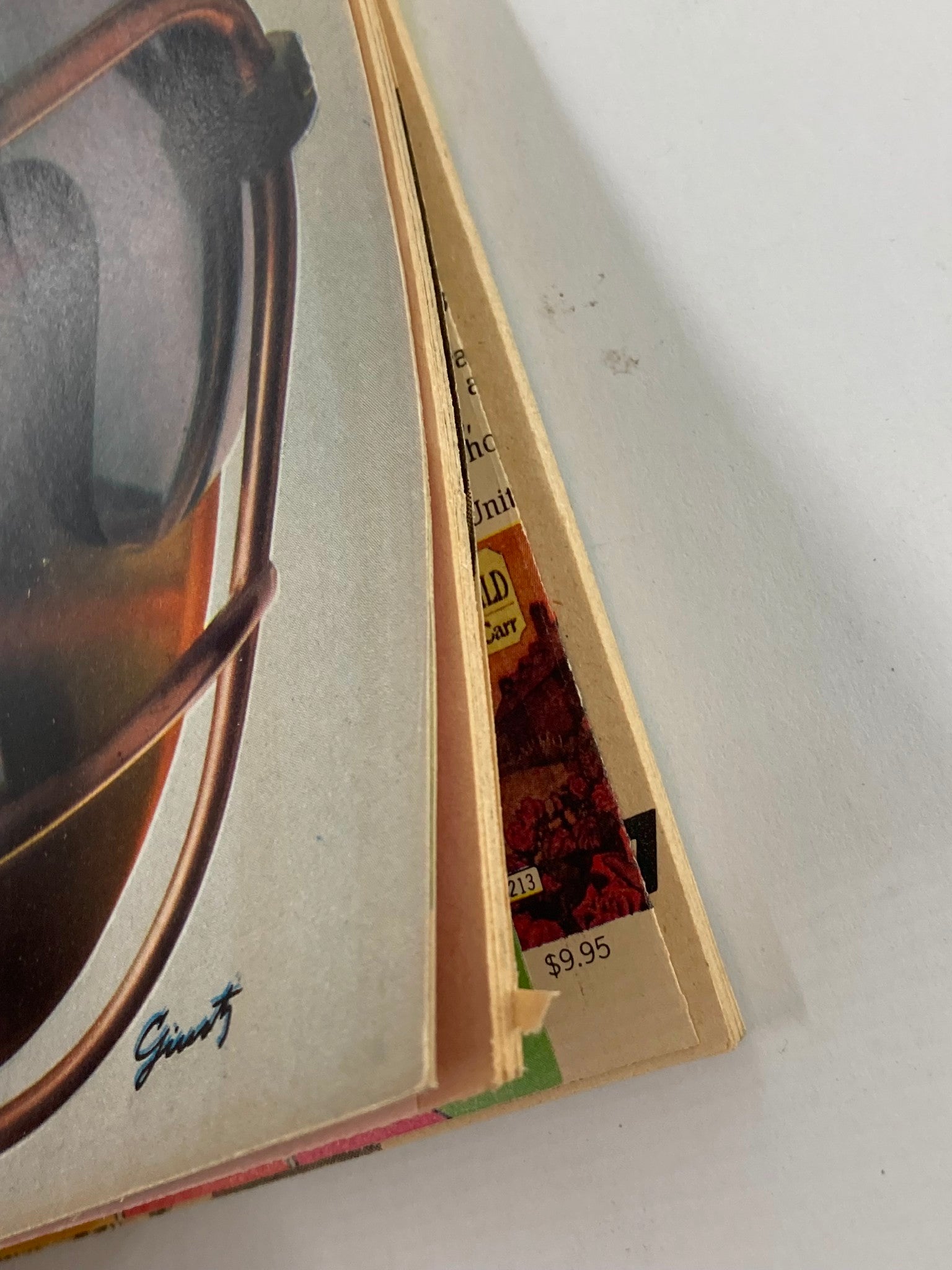 Close-up view of the spine and edge of the TV Guide Magazine January 20 1979, displaying age-related wear.