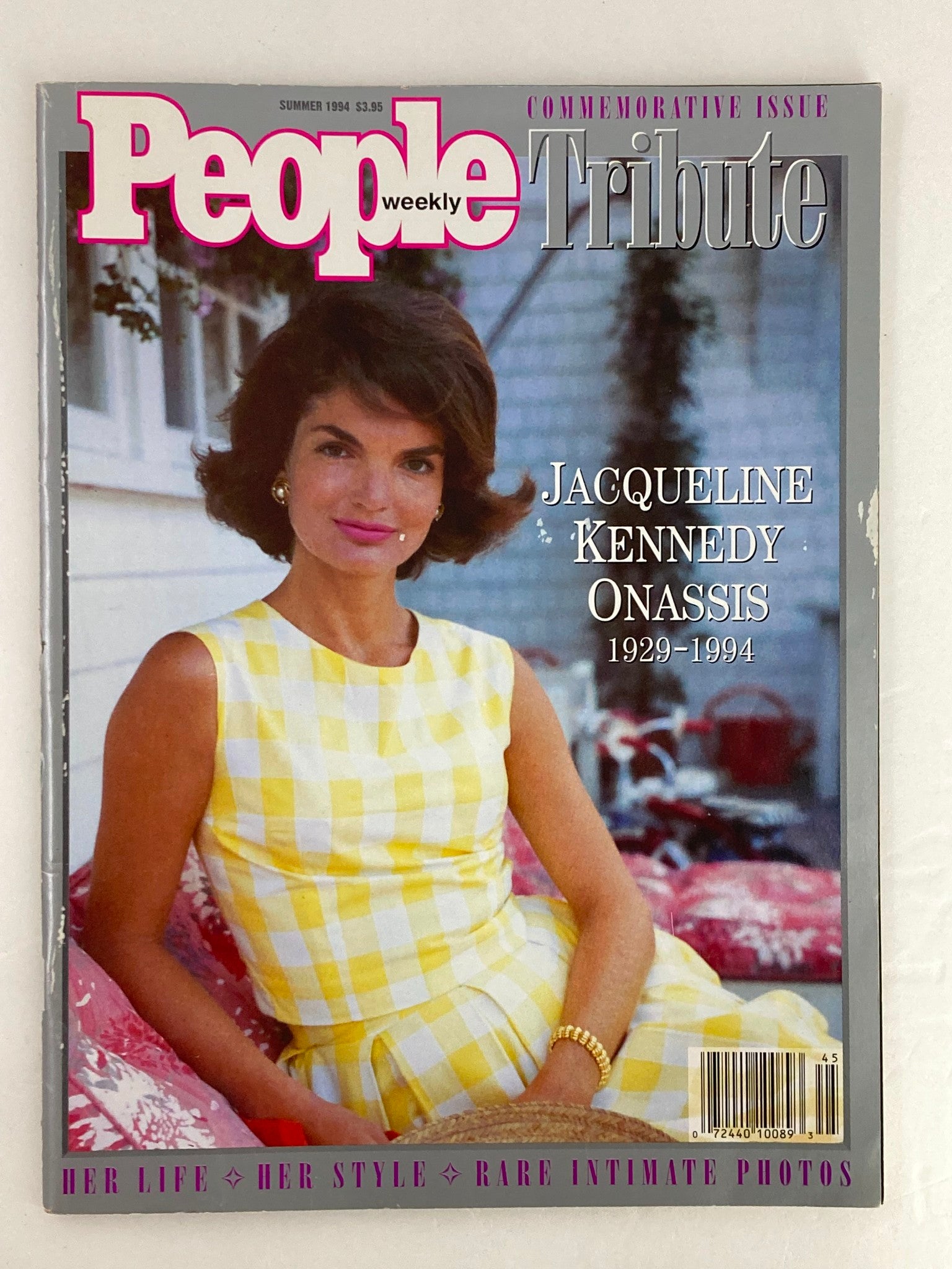 Cover of People Weekly Tribute Magazine Summer 1994 featuring Jacqueline Kennedy Onassis. The magazine showcases her image with her iconic style and includes the title that honors her legacy.