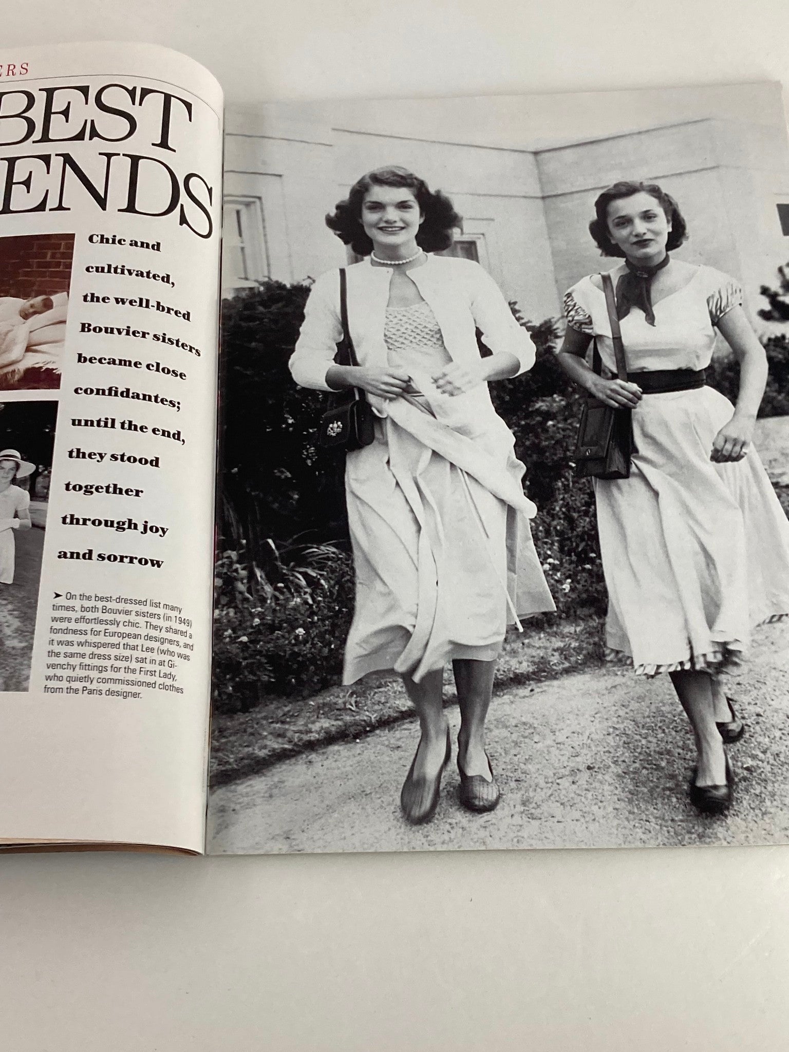Vintage photo of the Bouvier sisters, known for their close relationship, featured in People Weekly Tribute Magazine Summer 1994 Jacqueline Kennedy Onassis.