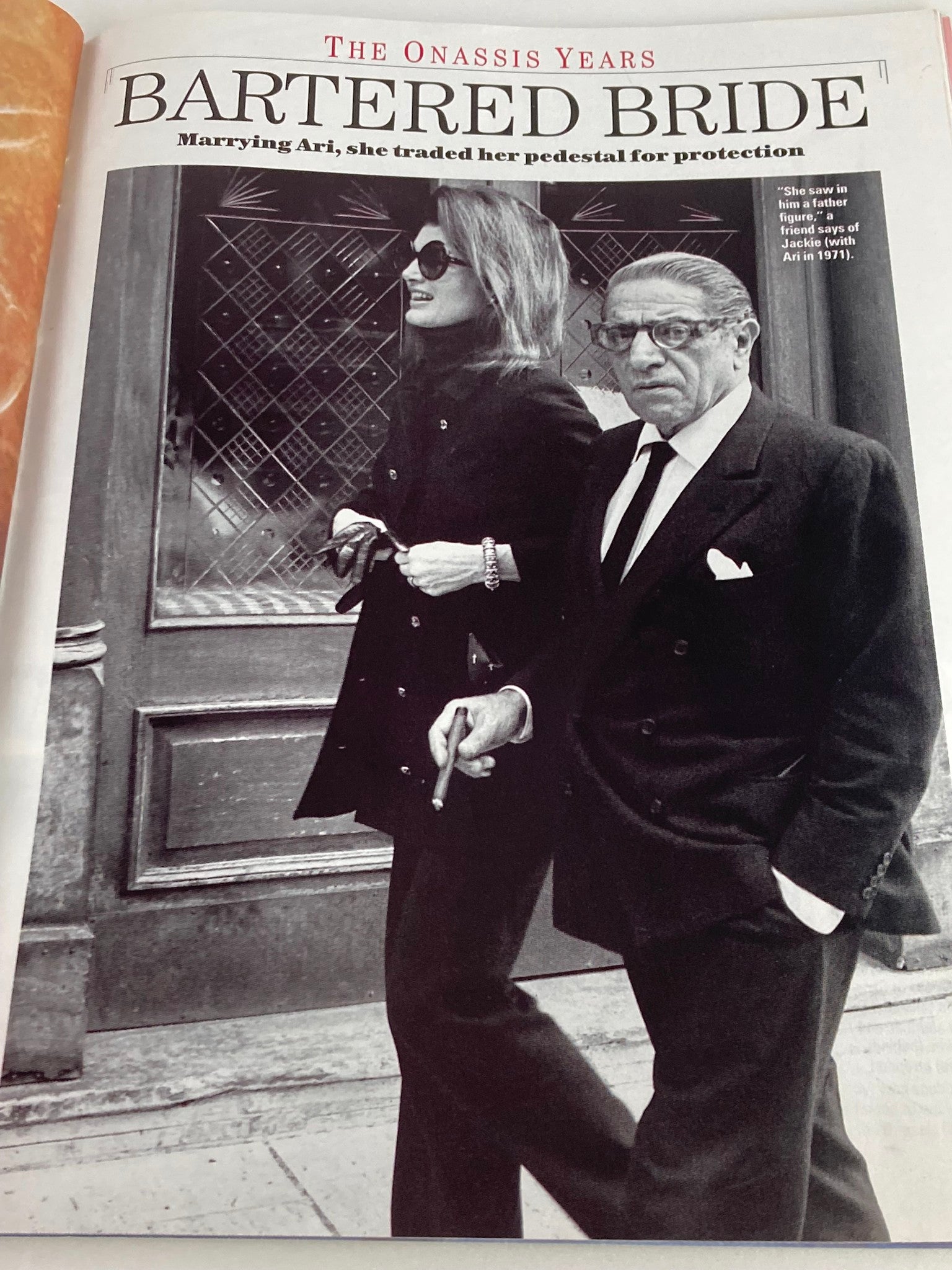 Photo of Jacqueline Kennedy Onassis with Ari Onassis, exploring her life after the White House, from People Weekly Tribute Magazine Summer 1994.