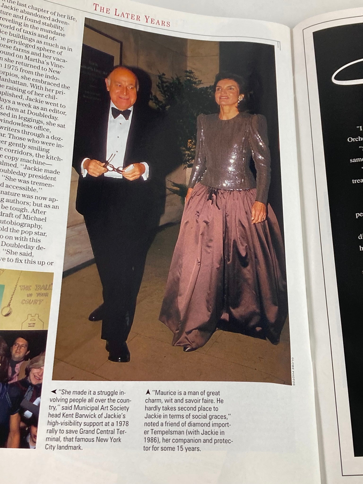 People Weekly Tribute Magazine Summer 1994 featuring an image of Jacqueline Kennedy Onassis and Maurice Tempelsman at a social event, showcasing their elegant attire and connection.