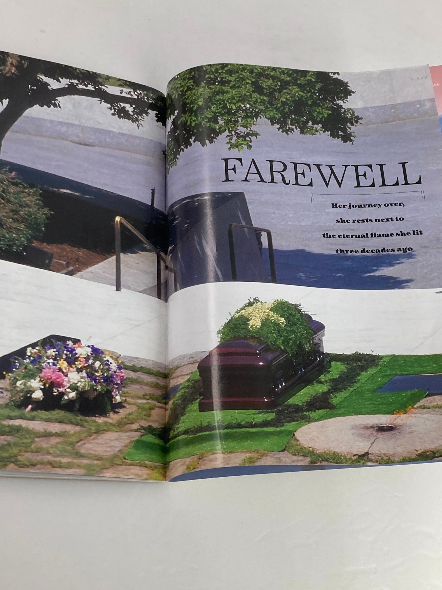 People Weekly Tribute Magazine Summer 1994 showcasing a significant farewell image of Jacqueline Kennedy Onassis' gravesite, honoring her legacy and connection to history.