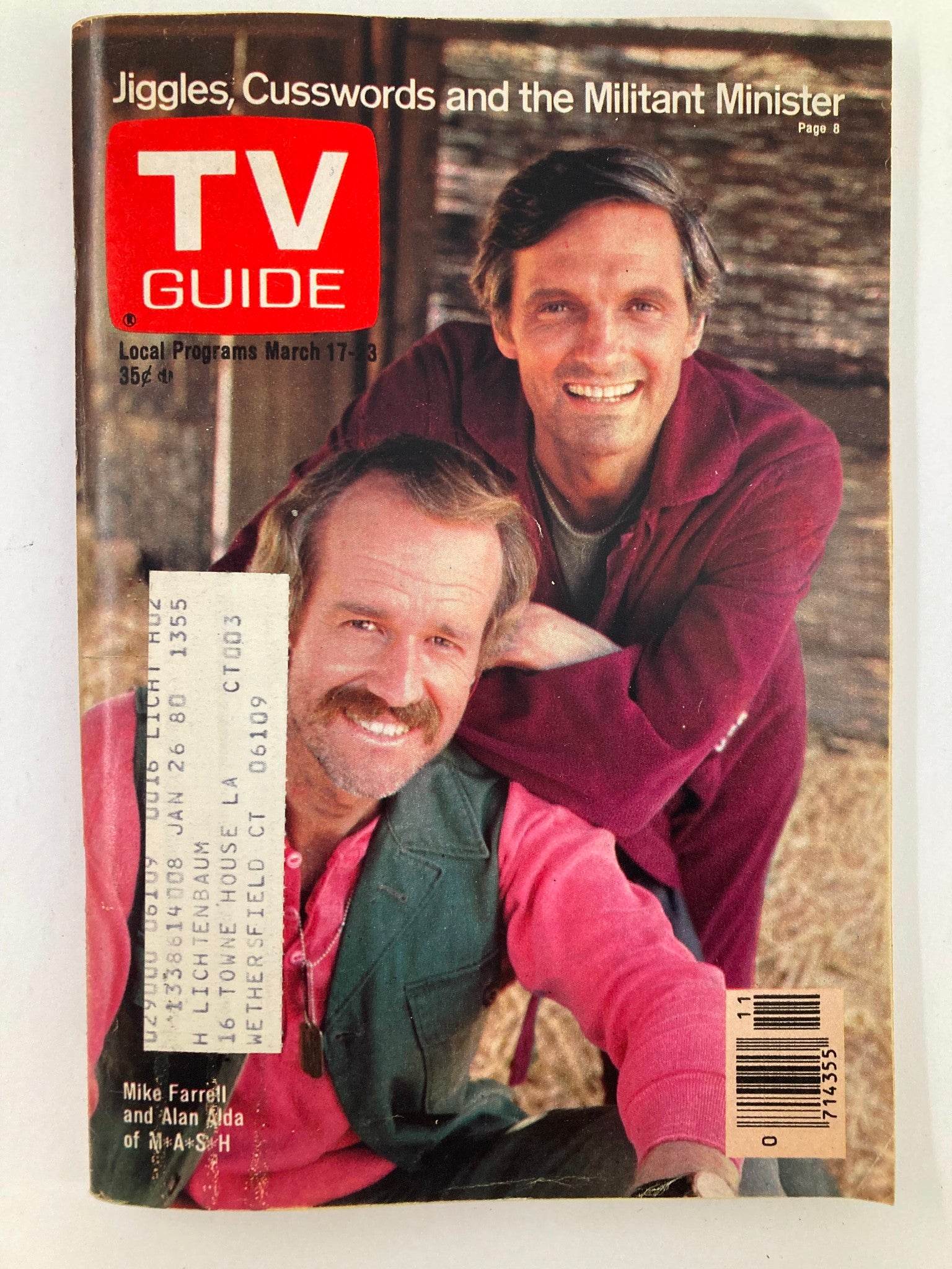 Cover of TV Guide Magazine March 17, 1979, #1355 featuring Mike Farrell and Alan Alda, showcasing nostalgic TV history.
