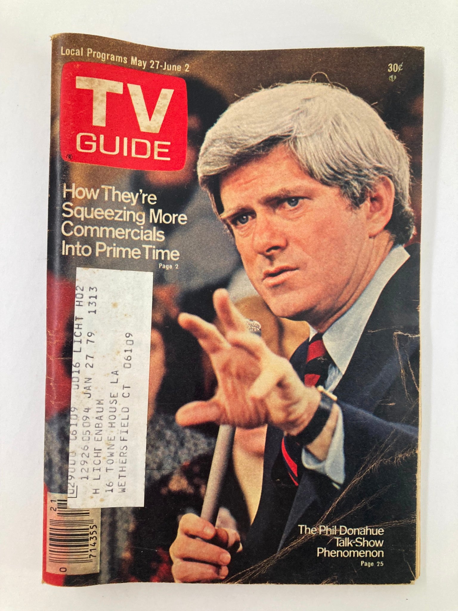 Cover of TV Guide Magazine May 27 1978 Issue #1313 featuring Phil Donahue, highlighting the topic on increased commercials in prime time television.