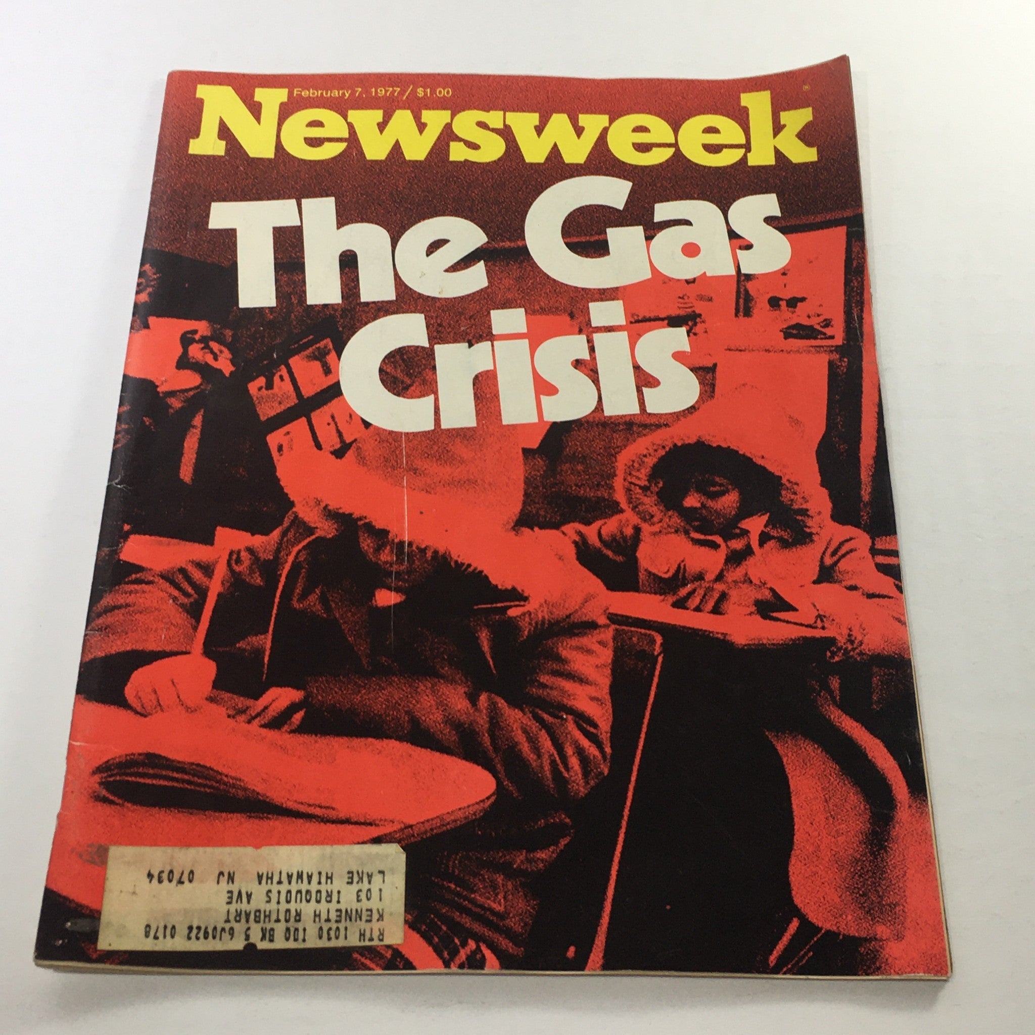 Cover of Newsweek Magazine from February 7, 1977, featuring a striking image related to The Gas Crisis, showcasing people in winter attire. The magazine cover highlights the pressing issue of the gas crisis during that era.