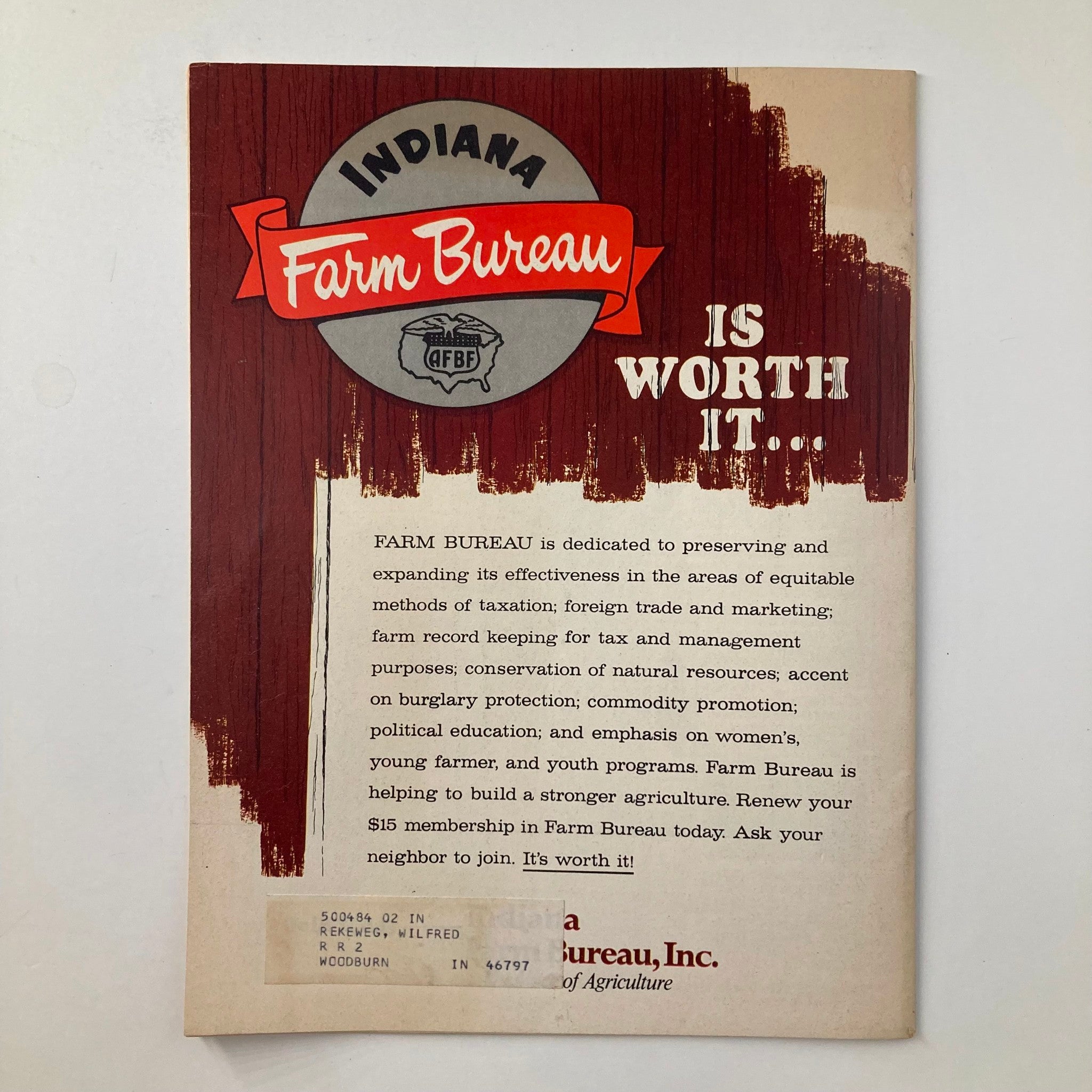 Back cover of the March 1977 issue of The Hoosier Farmer Magazine, promoting Indiana Farm Bureau services and membership benefits.