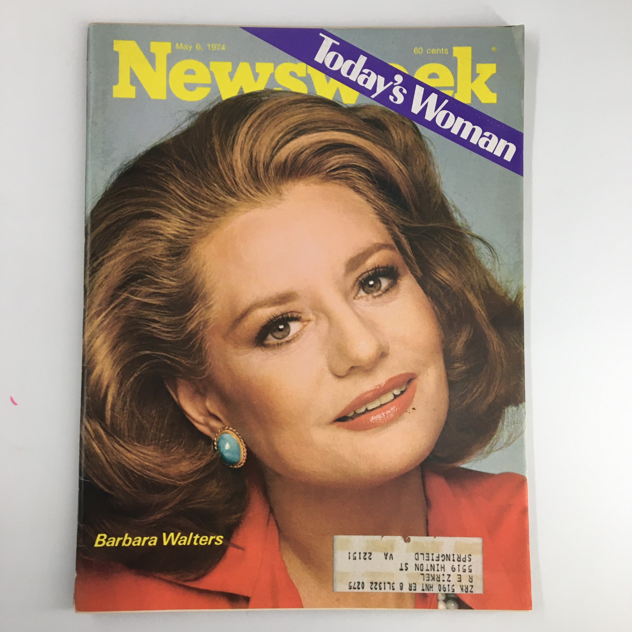 Newsweek Magazine from May 6, 1974 featuring Barbara Walters on the cover, highlighting topics of women's roles in society with a vibrant design and vintage charm.