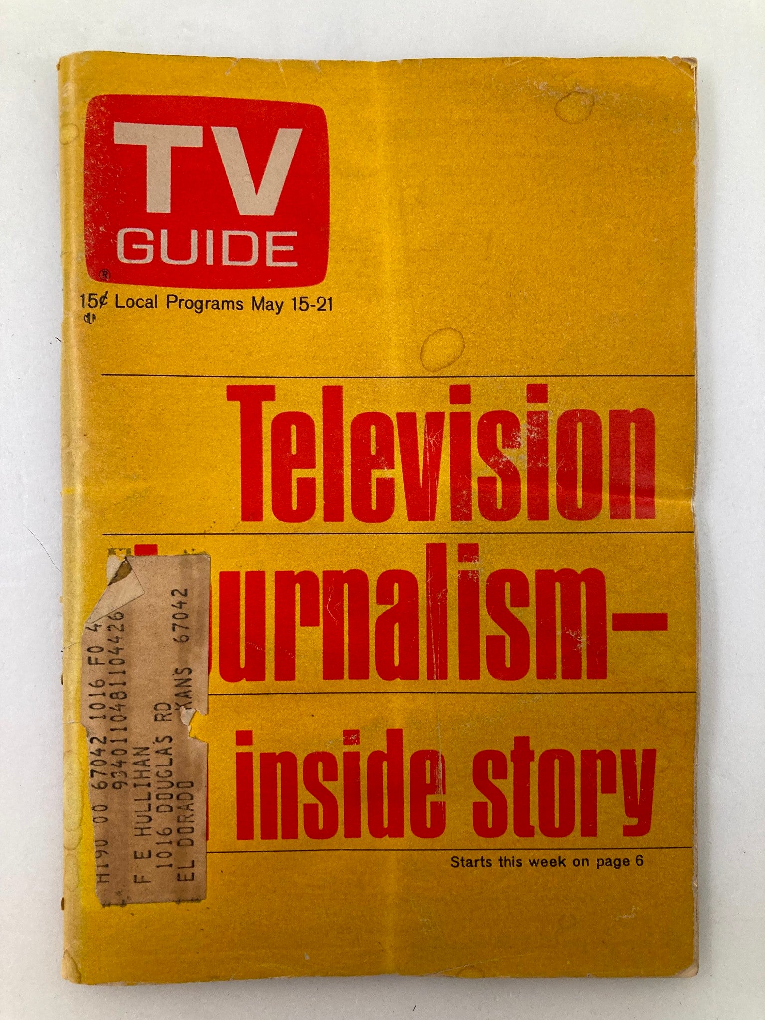 Cover of TV Guide Magazine May 15 1971 #946, featuring bold red text on a yellow background, highlighting 'Television Journalism - inside story'.