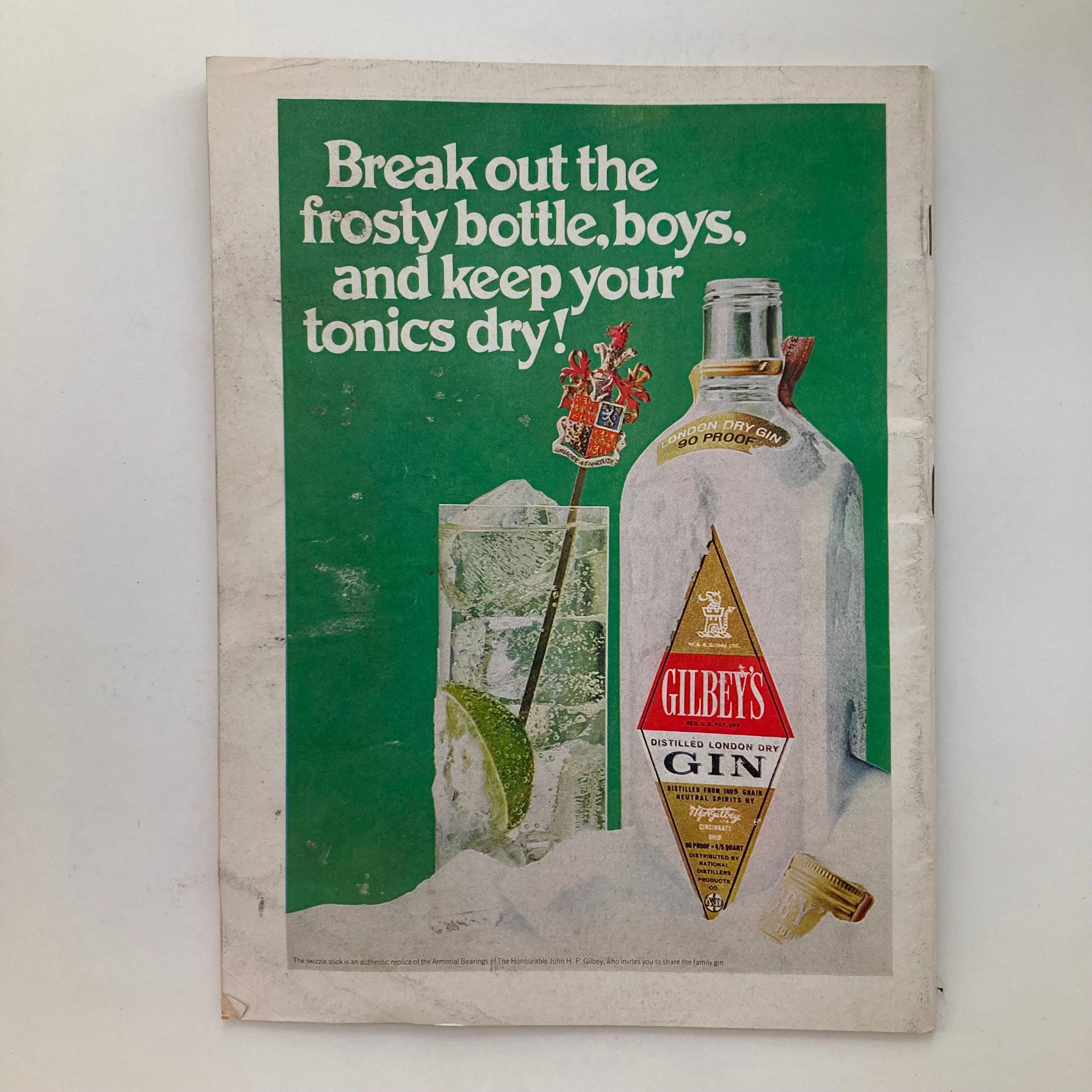 Advertisement page from VTG Newsweek Magazine August 17, 1970, featuring a colorful Gilbey's Gin ad with the text promoting their product.