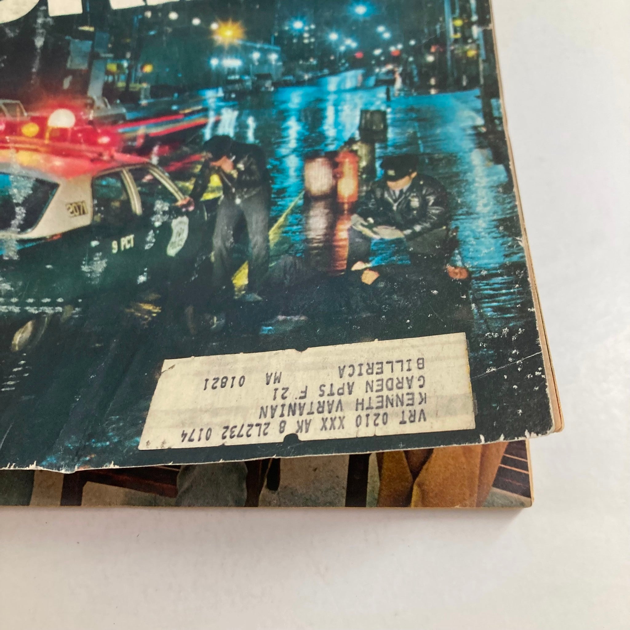 Close-up of the Vintage Newsweek Magazine dated December 18, 1972, highlighting the title 'Living with Crime' and a detailed view of the cover’s edge with publication details.