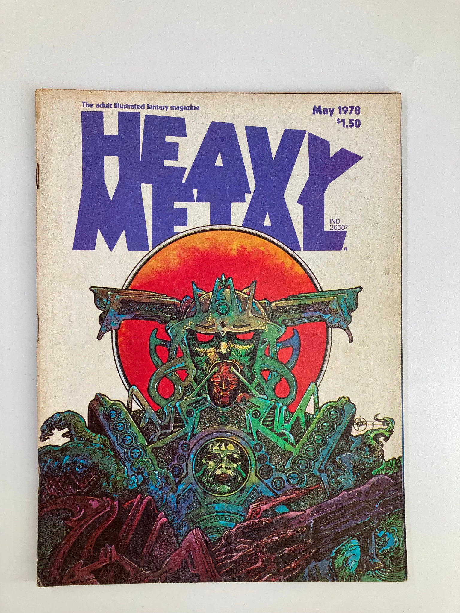 Cover of VTG Heavy Metal Magazine May 1978 showcasing vibrant artwork, featuring the title 'HEAVY METAL' in bold letters, and highlighting the unique themes typical of the magazine.