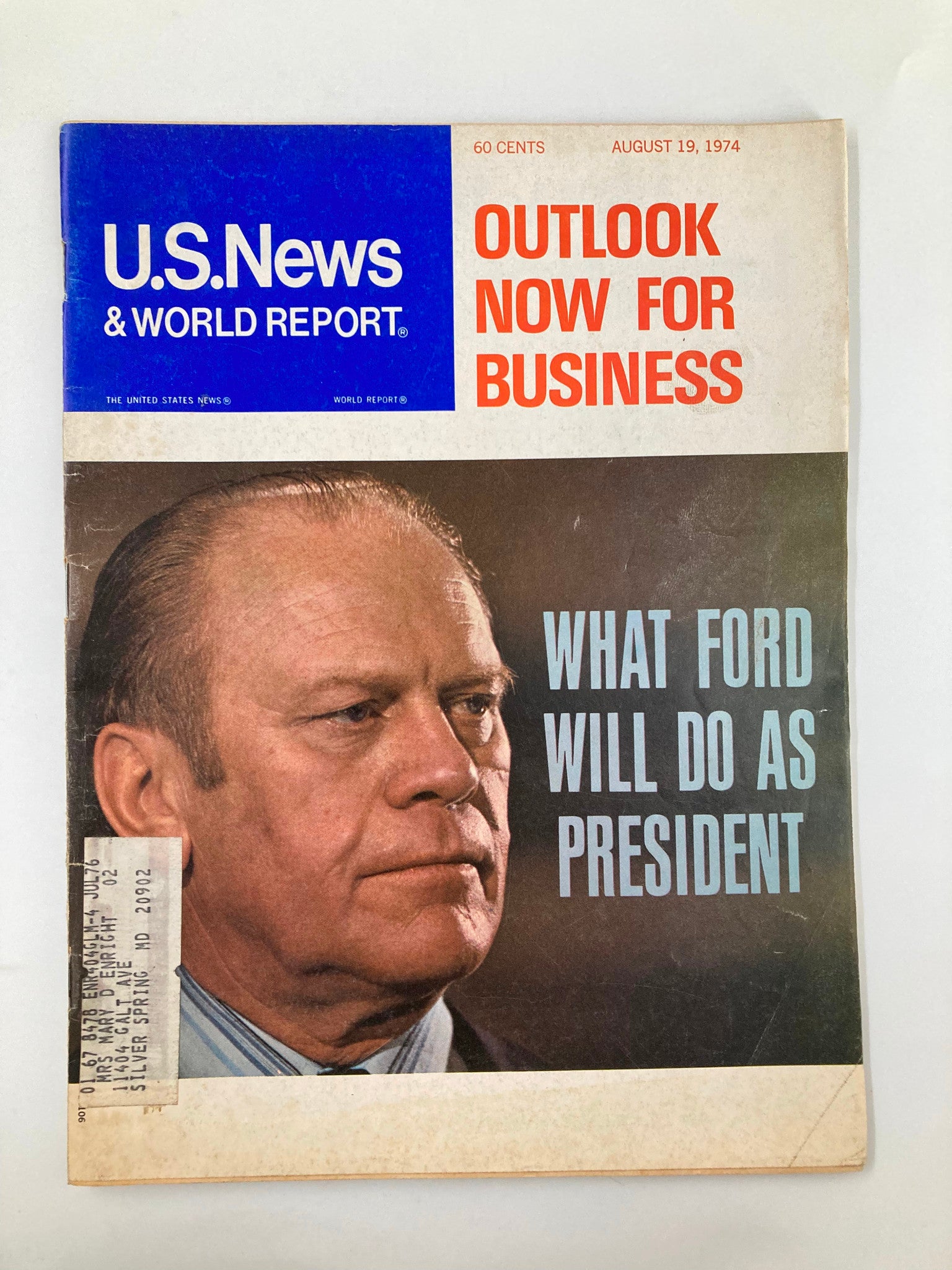 US News & World Report Magazine August 19 1974 featuring the cover story 'What Ford Will Do As President' with a portrait of Gerald Ford, published during his early presidency post-Watergate.