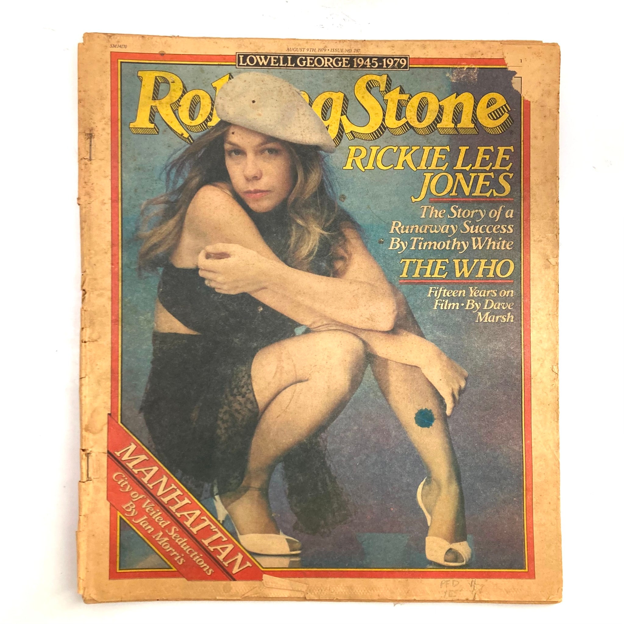Cover of Rolling Stone Magazine dated August 9, 1979, featuring Rickie Lee Jones, highlighting her story as a runaway success alongside The Who's film feature.