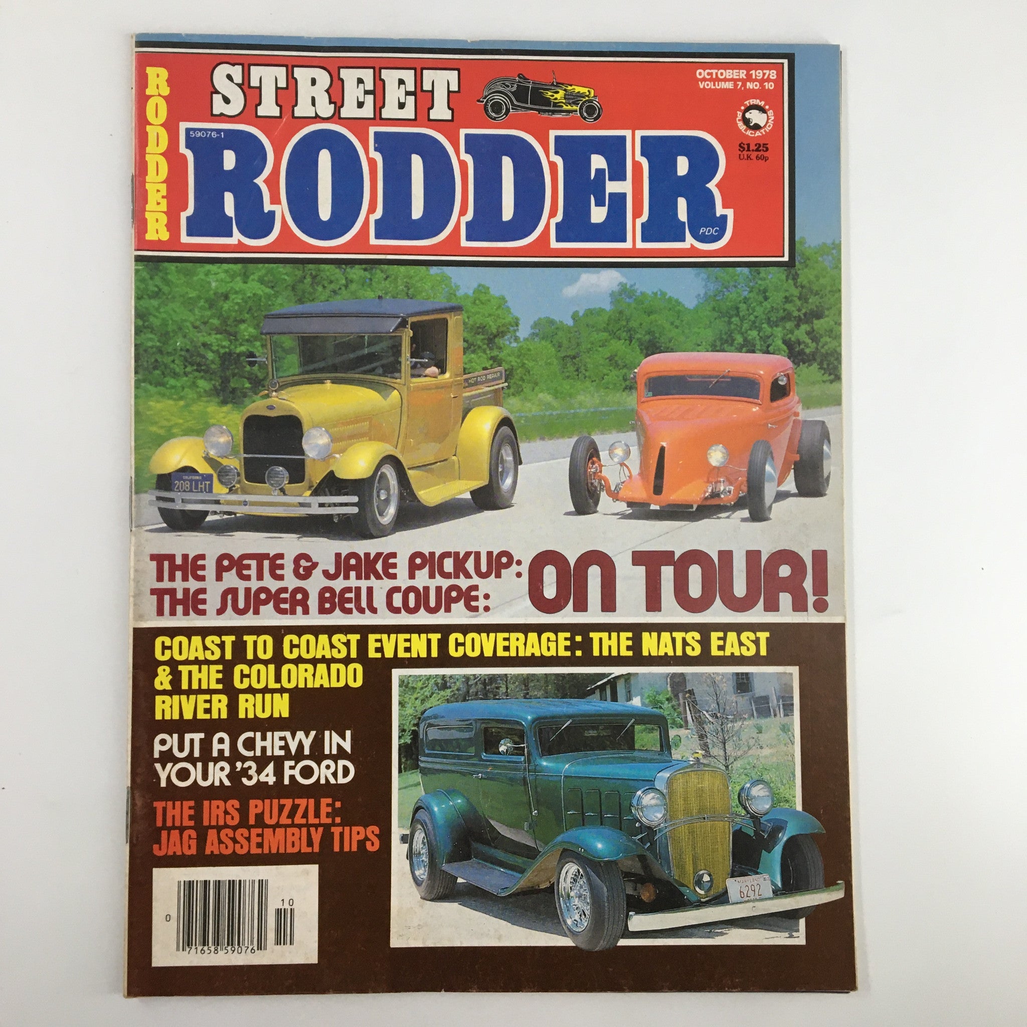 Cover of VTG Street Rodder Magazine October 1978 featuring the Pete & Jake Pickup and Super Bell Coupe, highlighting classic car culture.