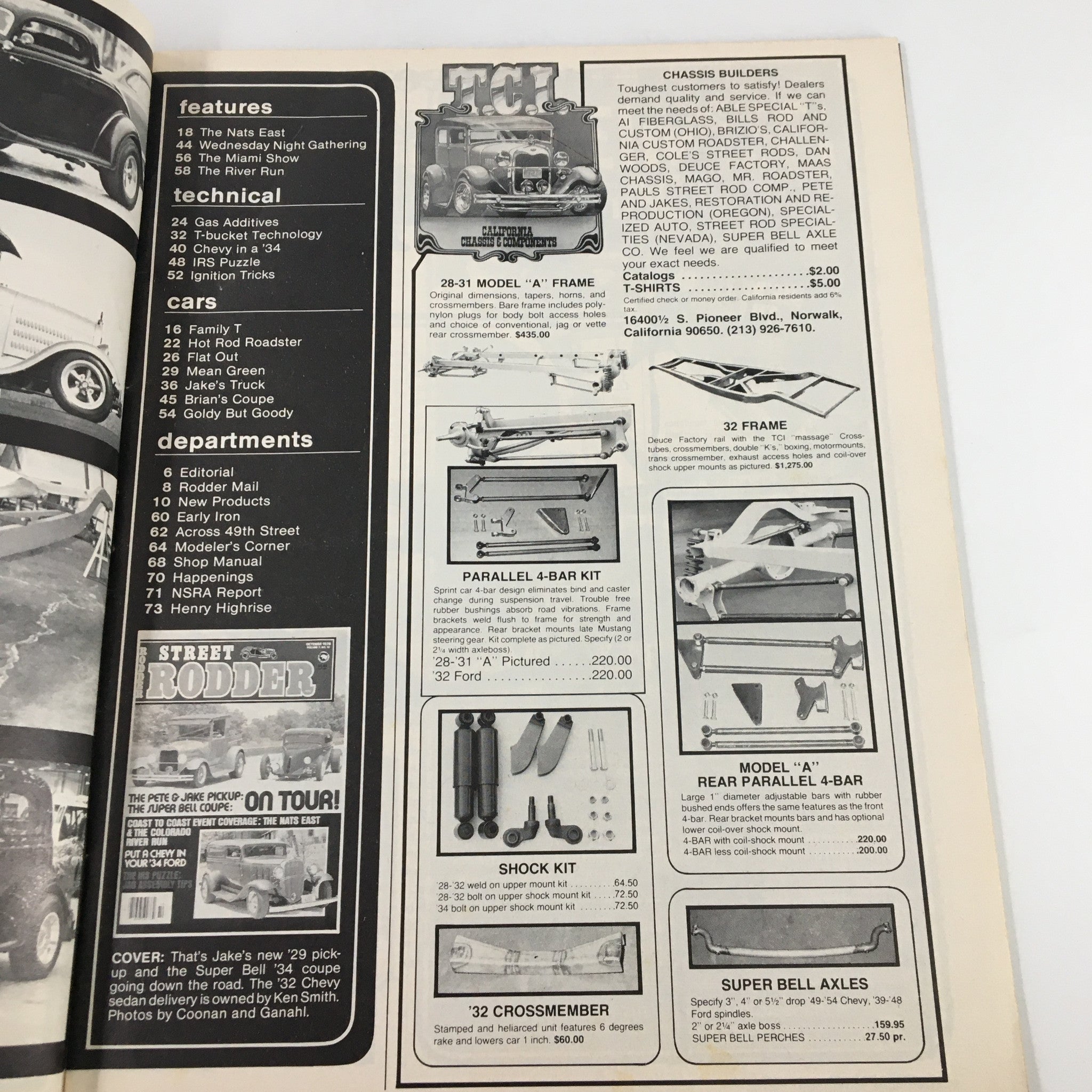 Inside page of VTG Street Rodder Magazine October 1978 displaying features and technical details related to classic cars and street rod modifications.