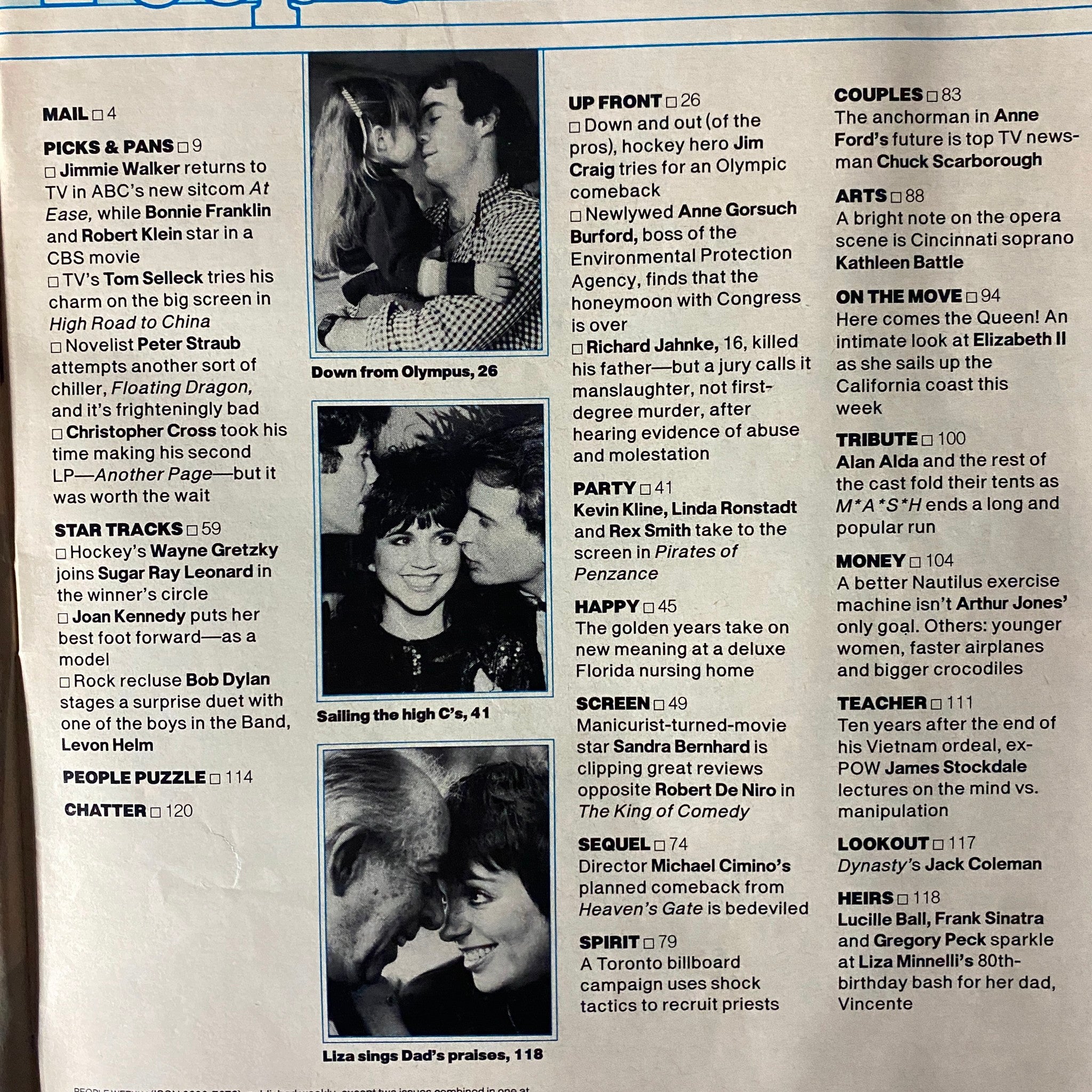 Interior page of People Weekly Magazine March 7, 1983 featuring various celebrity gossip and highlights, including notable figures like Liza Minnelli and Wayne Gretzky.