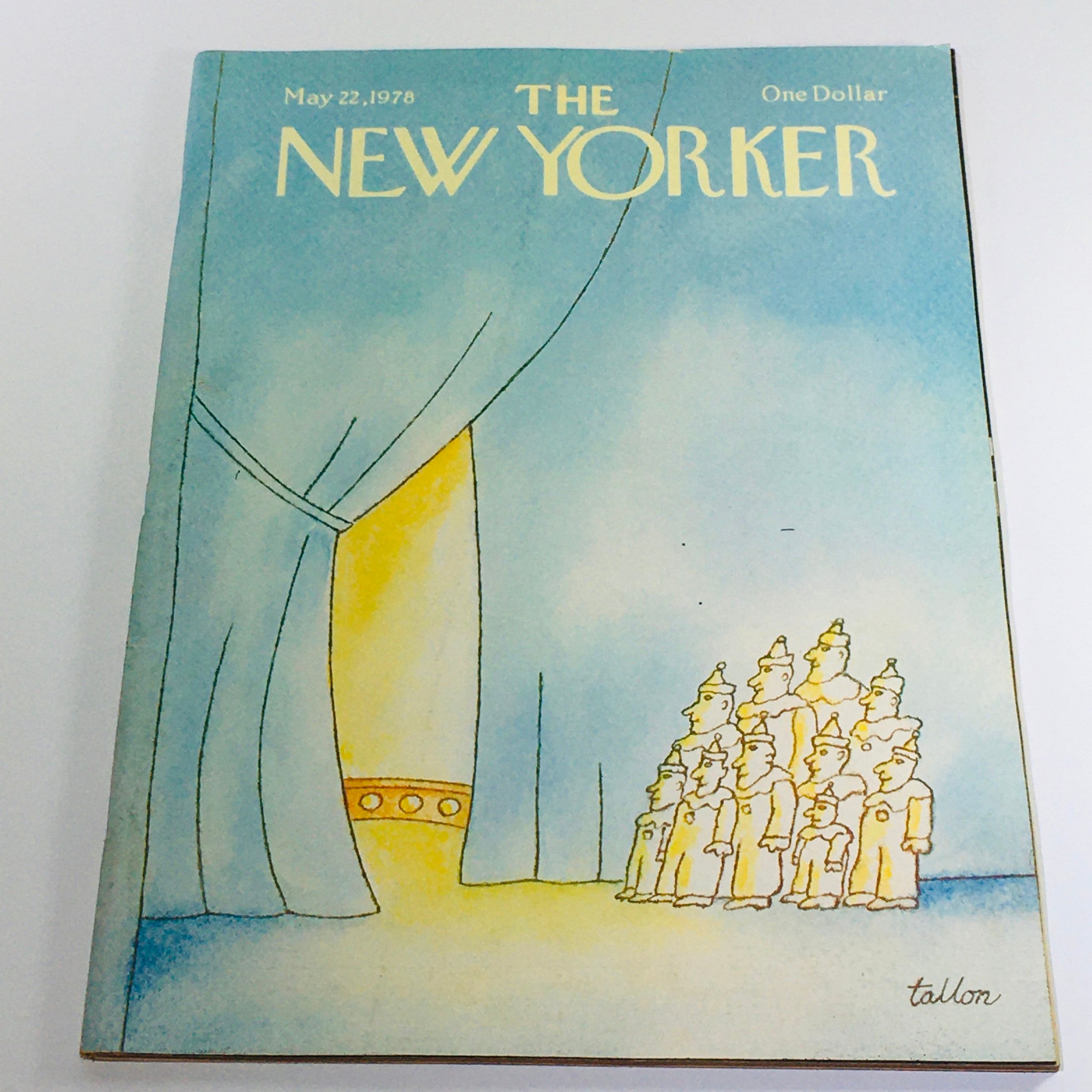 Cover of The New Yorker magazine from May 22, 1978, featuring an artistic illustration by Robert Tallon, depicting a stage with curtains and a row of whimsical figures.