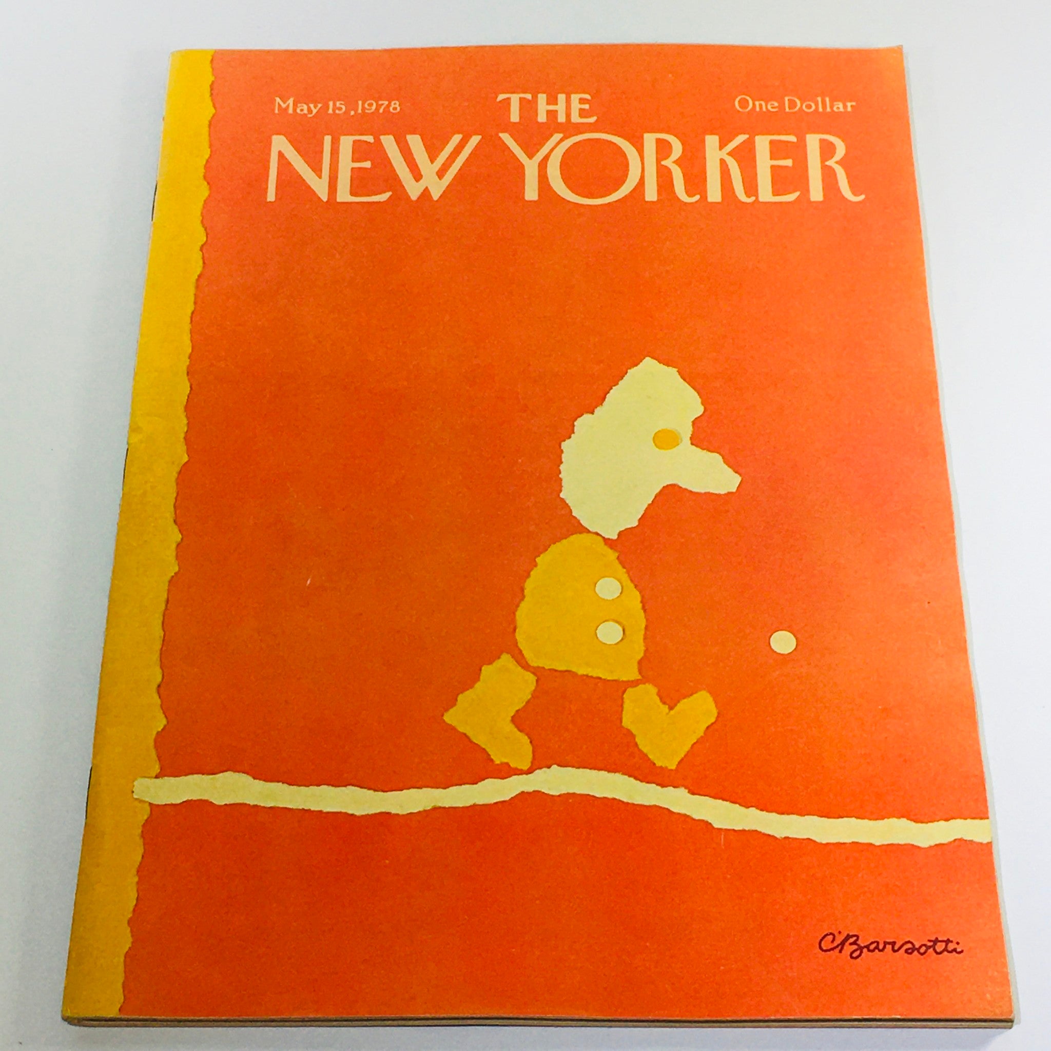 Cover of The New Yorker magazine dated May 15, 1978, featuring a whimsical illustration by Charles Barsotti with a bright orange background and playful character.