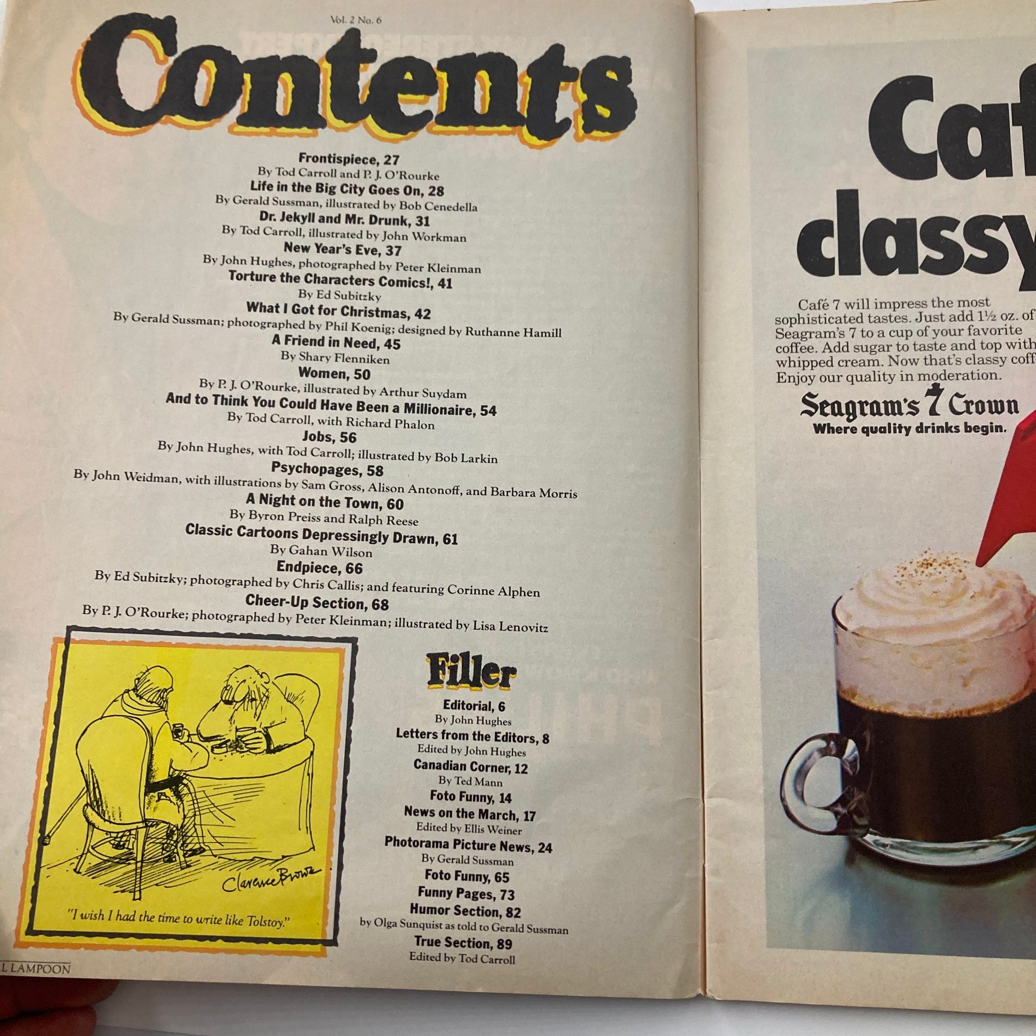 Contents page of the Vtg National Lampoon Magazine Jan 1979 Edition, listing articles such as 'What I Got for Christmas' and 'Psychopages'.