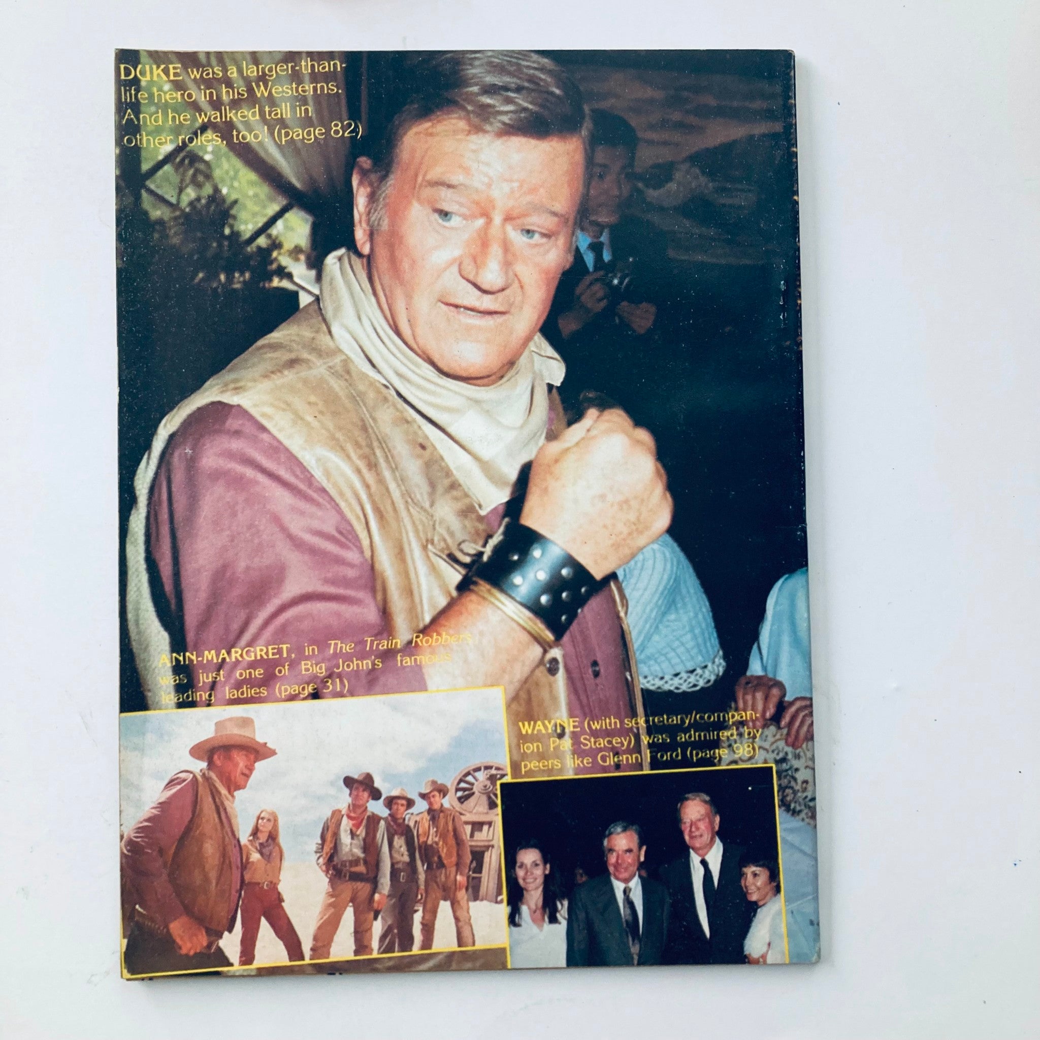 Cover of VTG Rona Barret's Hollywood Magazine 1979 featuring John Wayne with a description of his iconic roles, including a notable image of Wayne in Western attire and an accompanying tribute 'Rona Remembers John Wayne'. The magazine showcases vintage Hollywood memorabilia for classic cinema enthusiasts.