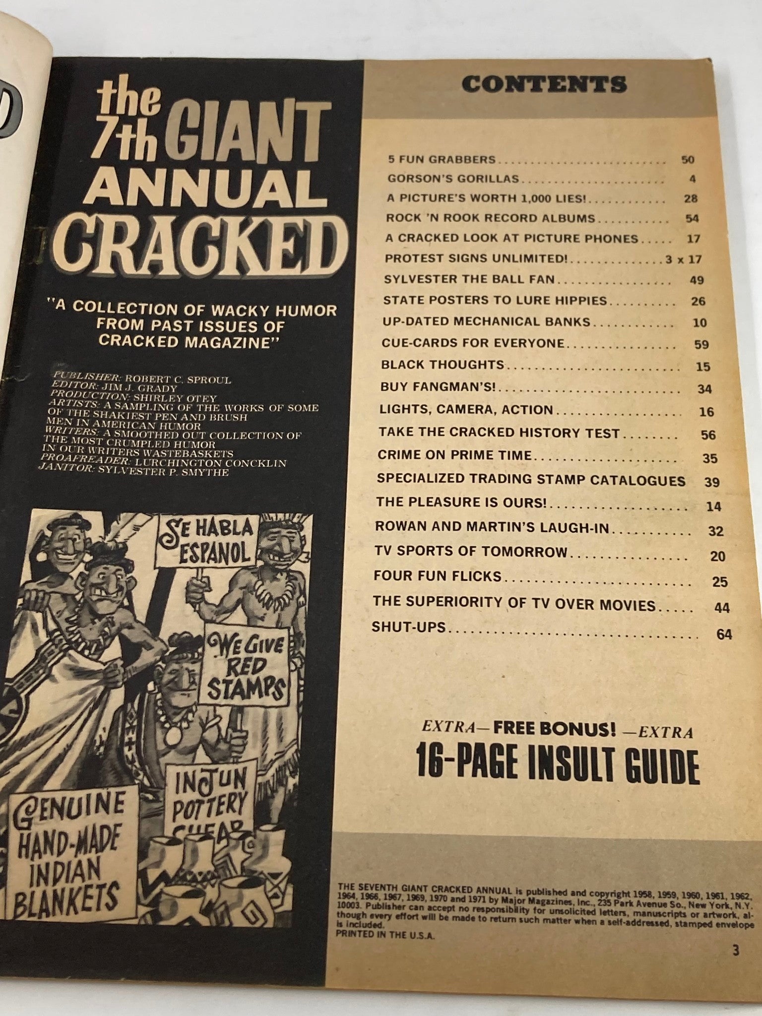 VTG Cracked Humor Magazine 1971 Rowan and Martin's Laugh-In No Label