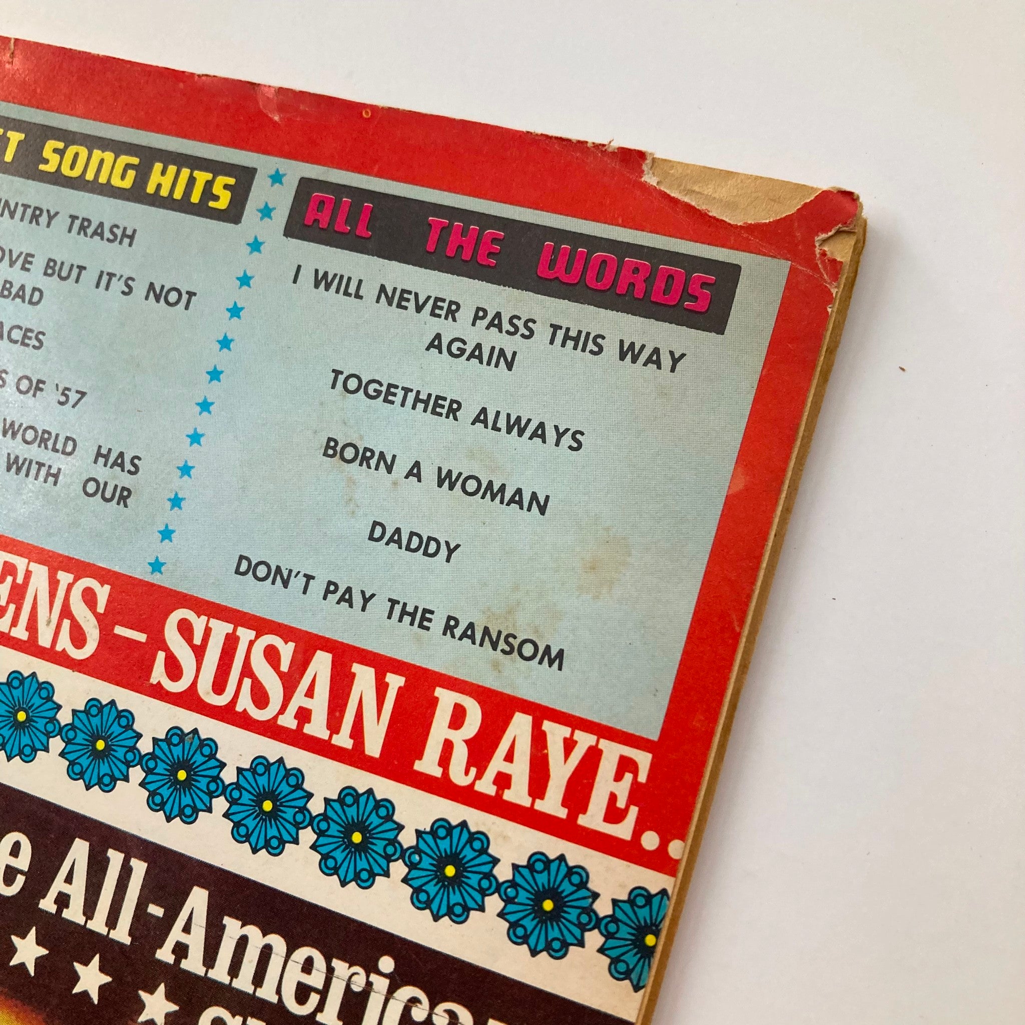 Back cover of VTG Country Song Roundup Magazine January 1973 with song listings and features, including 'I Will Never Pass This Way Again' and 'Together Always'.